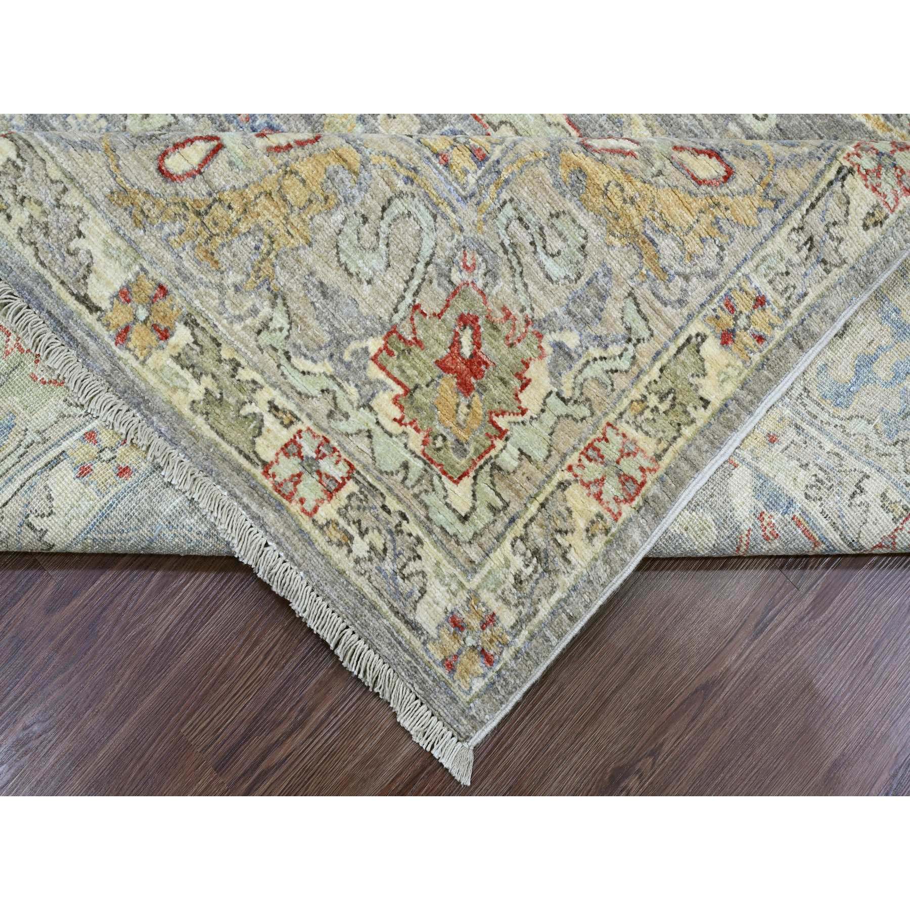 8'x9'7" Jet Gray, Peshawar with Bijar Garus Design, High Mountain Wool, Hand Knotted, Vegetable Dyes, Densely Woven, Oriental Rug Sh20243