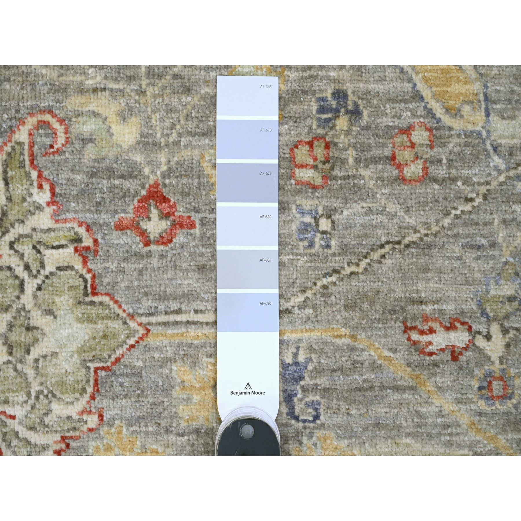 8'x9'7" Jet Gray, Peshawar with Bijar Garus Design, High Mountain Wool, Hand Knotted, Vegetable Dyes, Densely Woven, Oriental Rug Sh20243