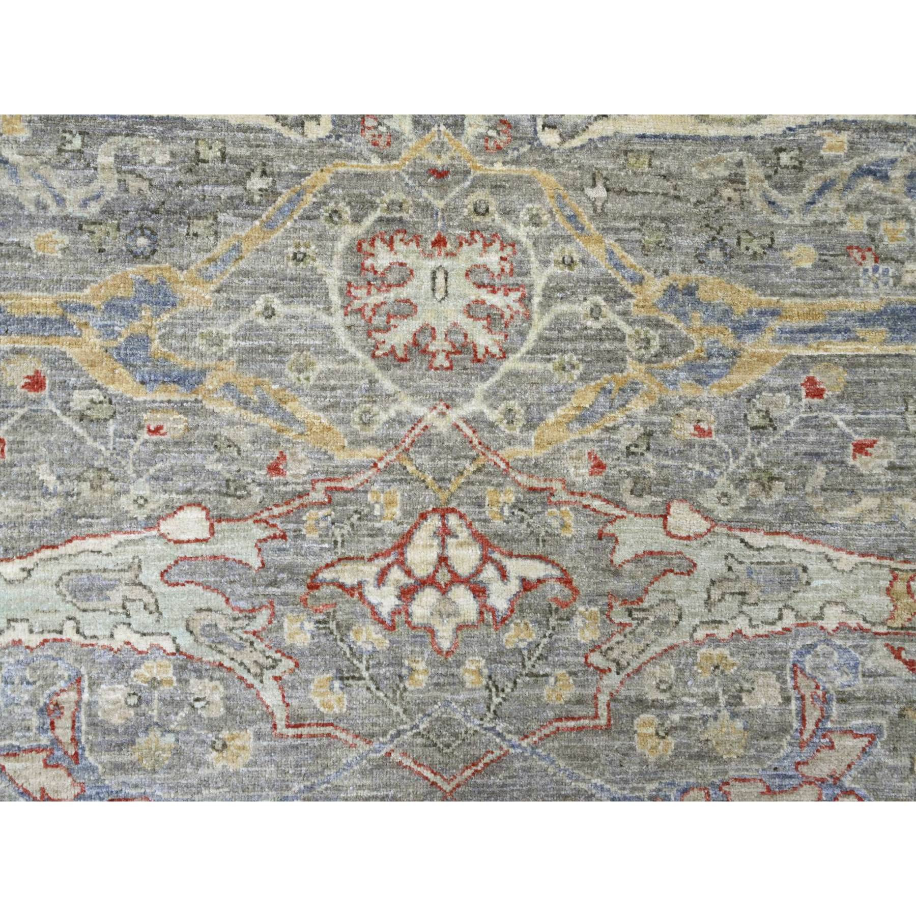 8'x9'7" Jet Gray, Peshawar with Bijar Garus Design, High Mountain Wool, Hand Knotted, Vegetable Dyes, Densely Woven, Oriental Rug Sh20243
