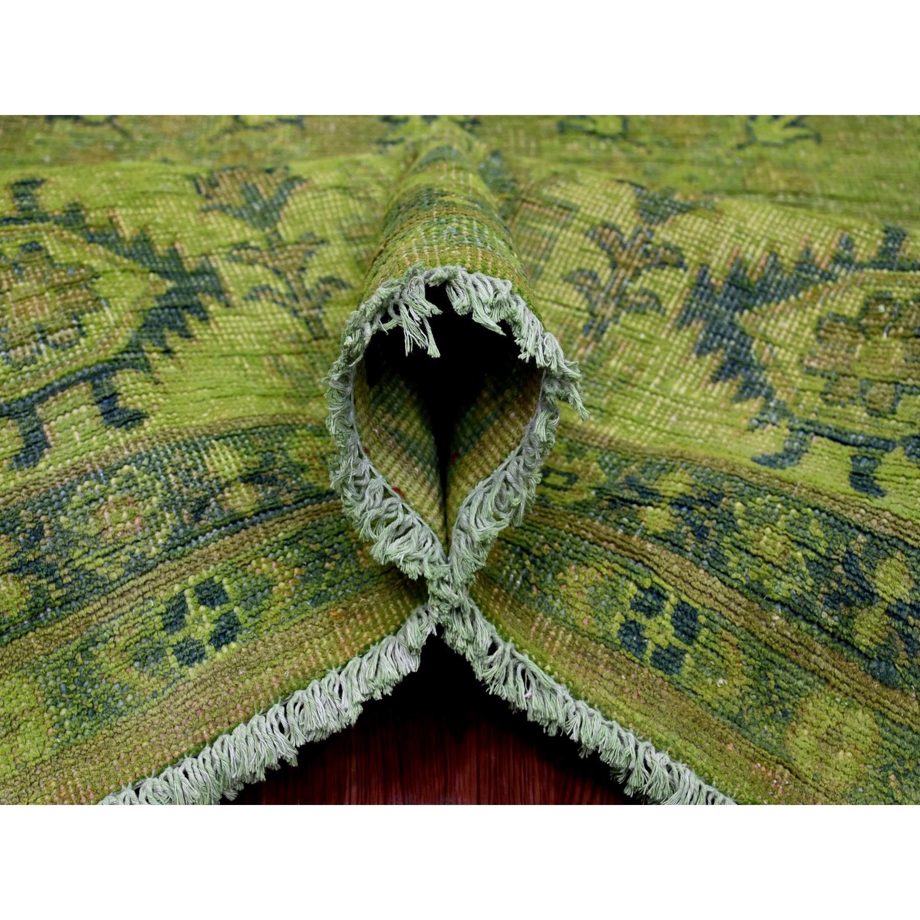 8'x9'8" Pear Green, Overdyed Kazak with All Over Geometric Design, Hand Knotted, 100% Wool, Oriental Rug Sh20246