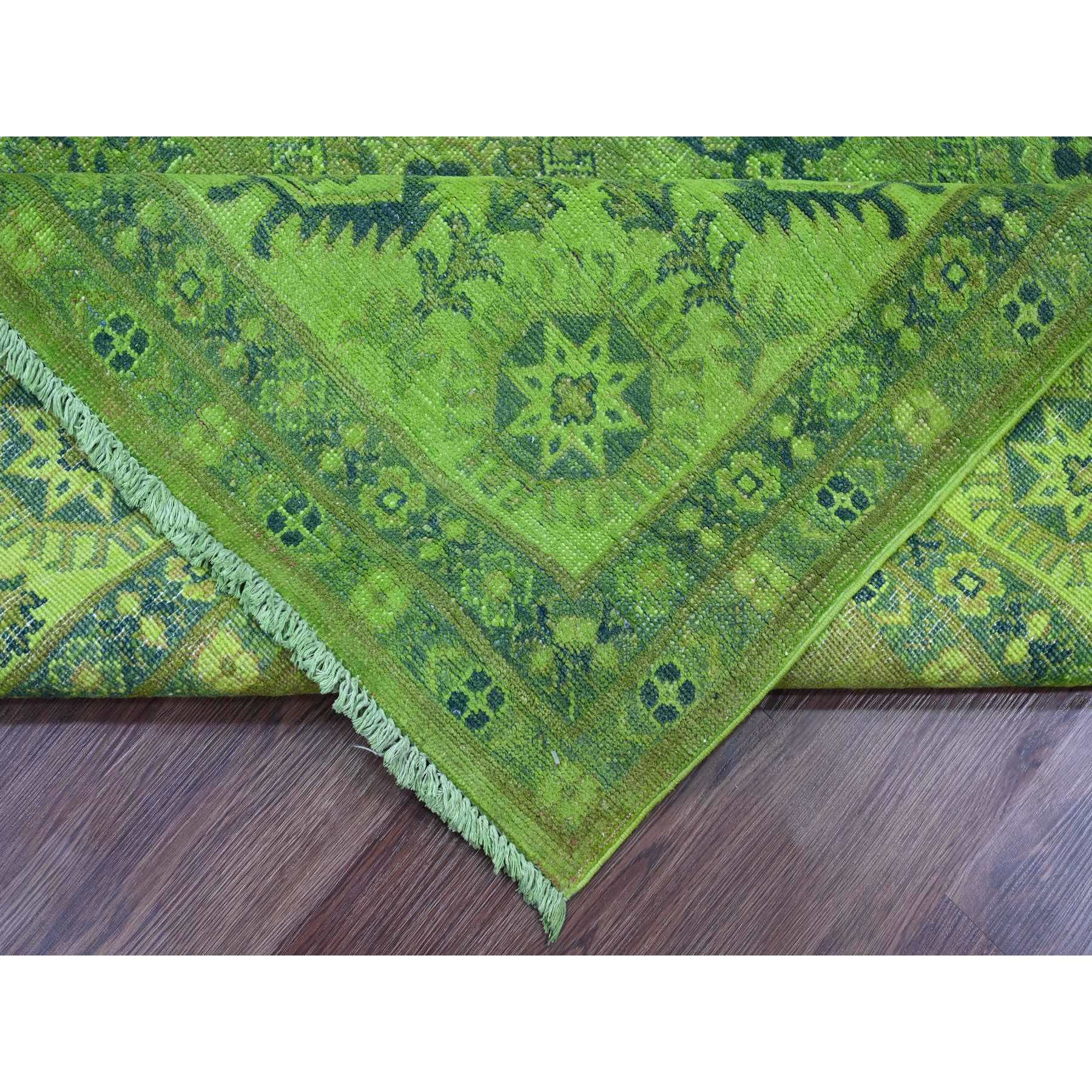 8'x9'8" Pear Green, Overdyed Kazak with All Over Geometric Design, Hand Knotted, 100% Wool, Oriental Rug Sh20246