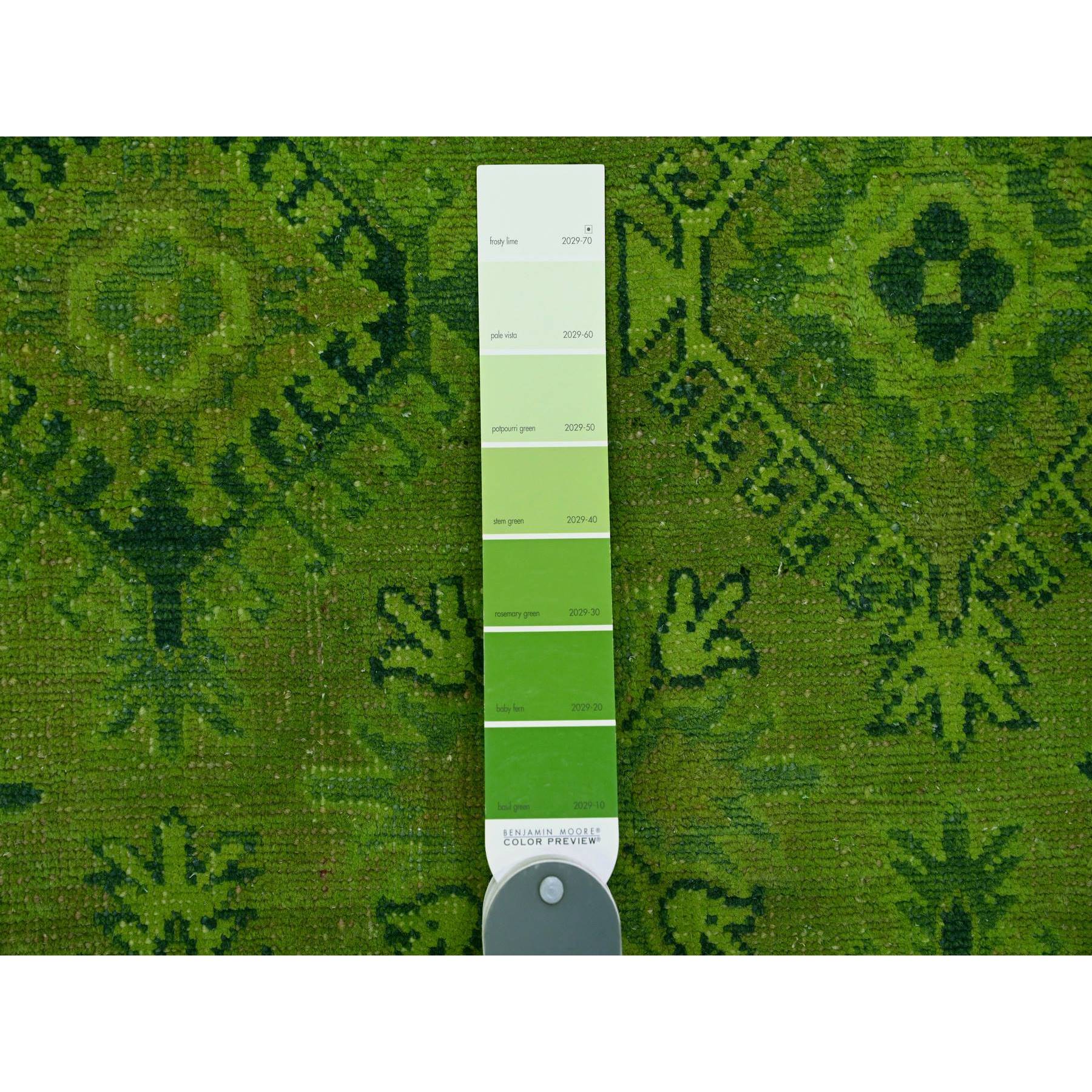 8'x9'8" Pear Green, Overdyed Kazak with All Over Geometric Design, Hand Knotted, 100% Wool, Oriental Rug Sh20246