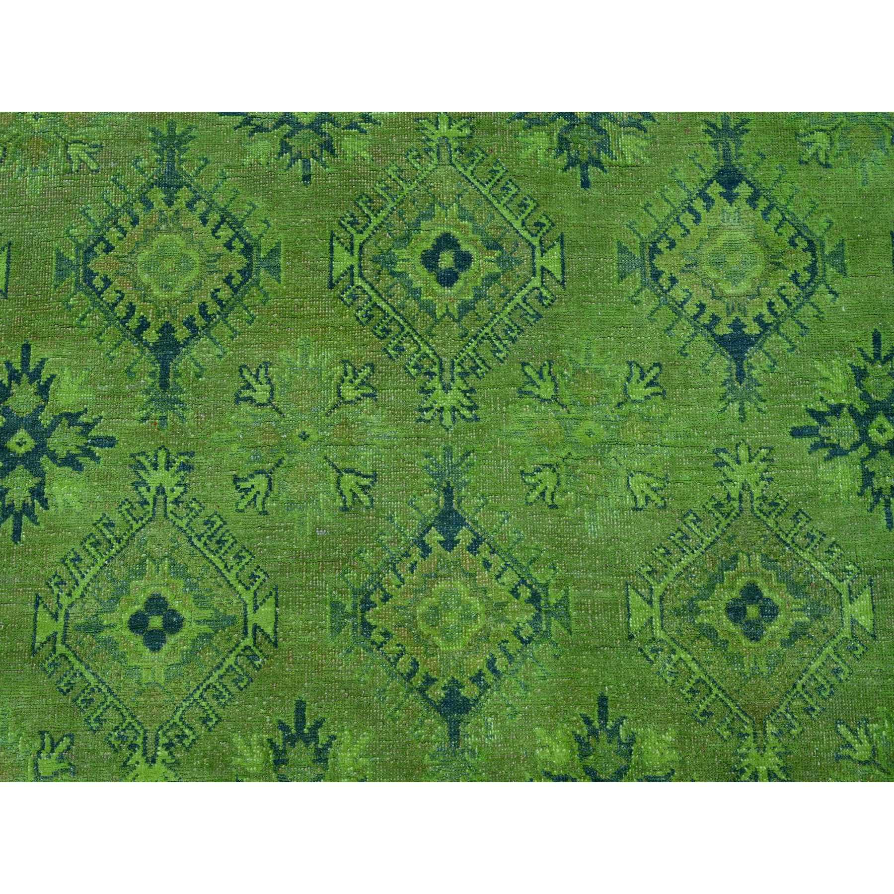 8'x9'8" Pear Green, Overdyed Kazak with All Over Geometric Design, Hand Knotted, 100% Wool, Oriental Rug Sh20246