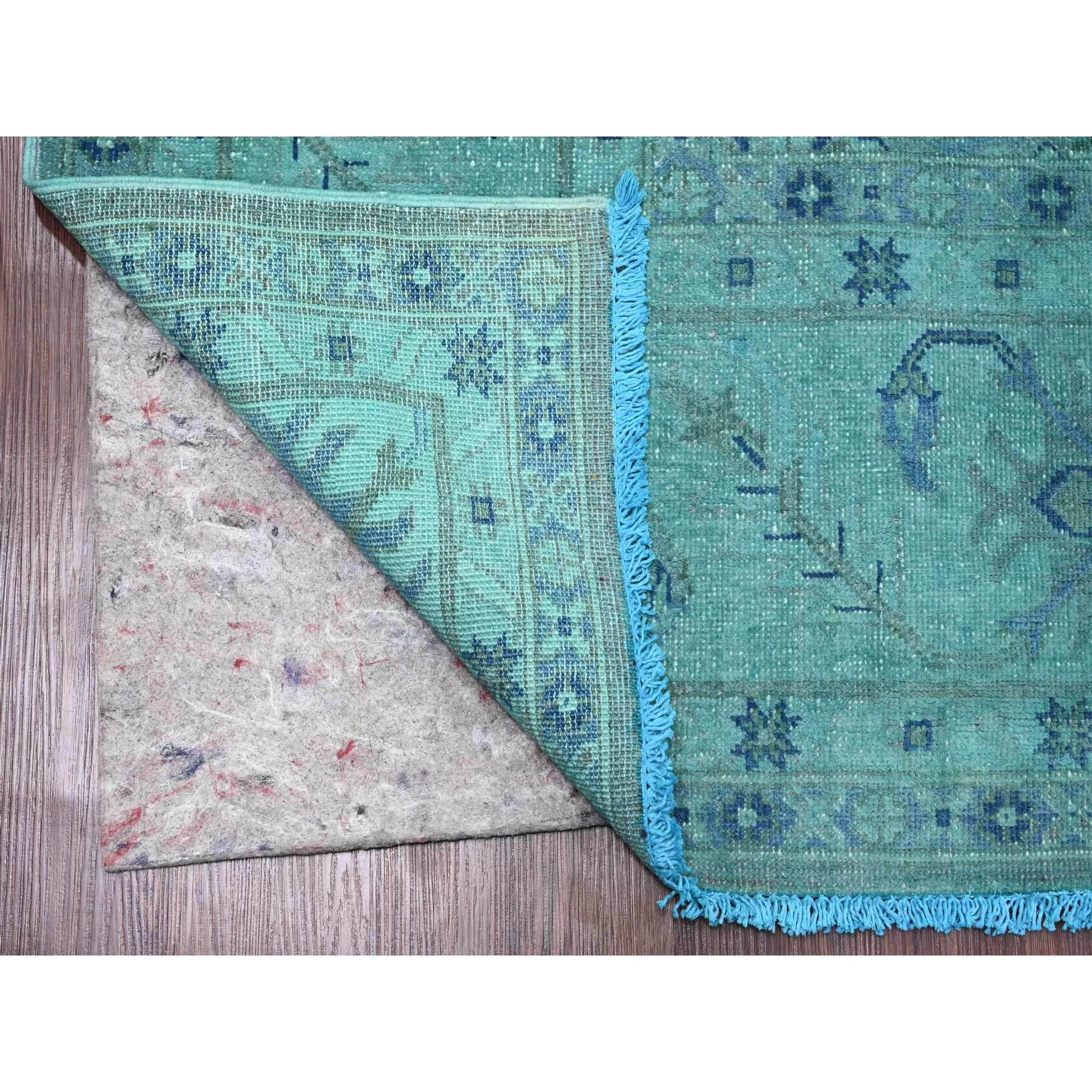 8'x9'8" Carolina Blue, 100% Wool, Overdyed Kazak with Geometric Leaf Design, Hand Knotted, Oriental Rug Sh20249