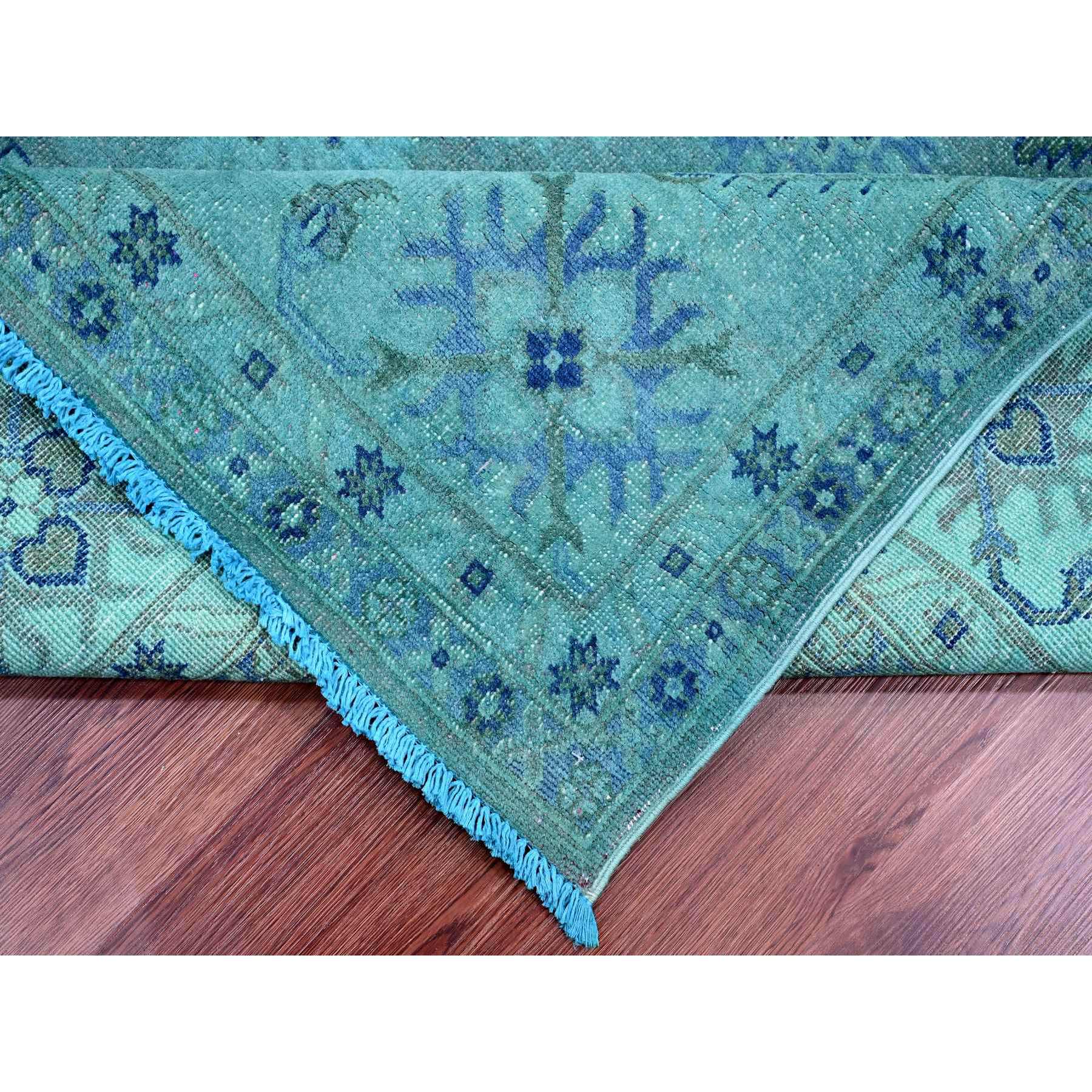 8'x9'8" Carolina Blue, 100% Wool, Overdyed Kazak with Geometric Leaf Design, Hand Knotted, Oriental Rug Sh20249