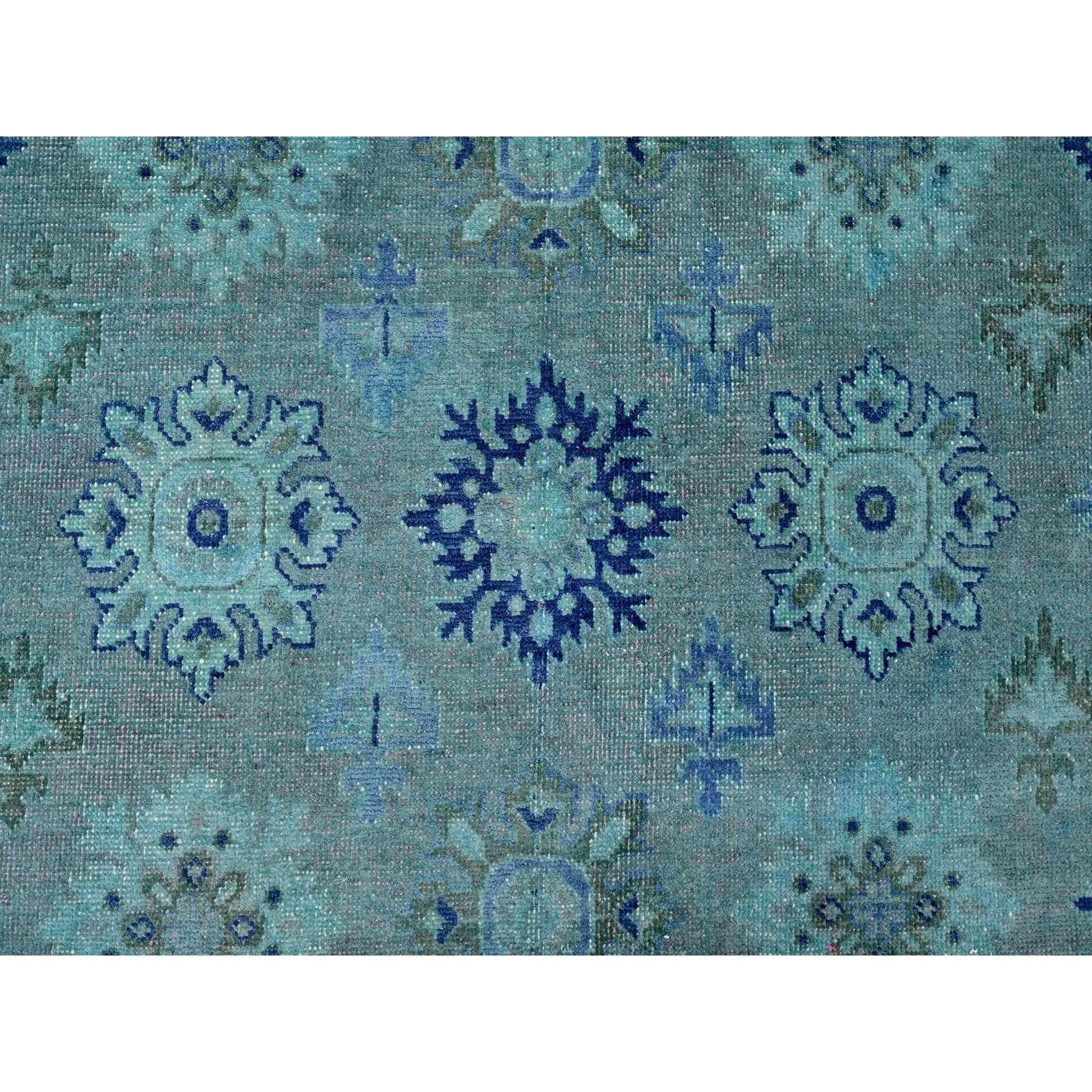 8'x9'8" Carolina Blue, 100% Wool, Overdyed Kazak with Geometric Leaf Design, Hand Knotted, Oriental Rug Sh20249