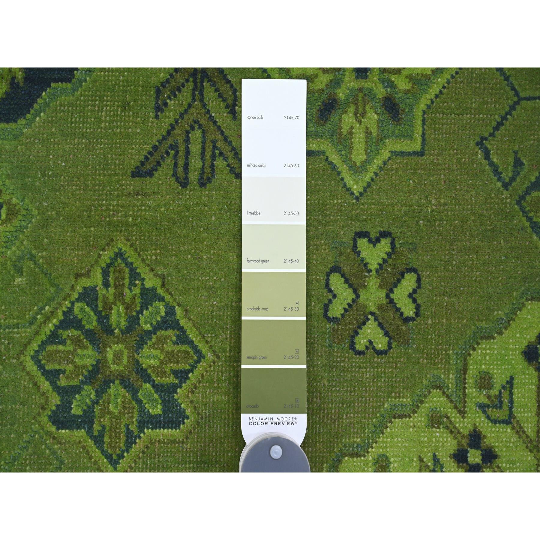 7'5"x10' Olive Green, Hand Knotted, Overdyed Kazak with Tribal Design, Pure Wool, Oriental Rug Sh20250