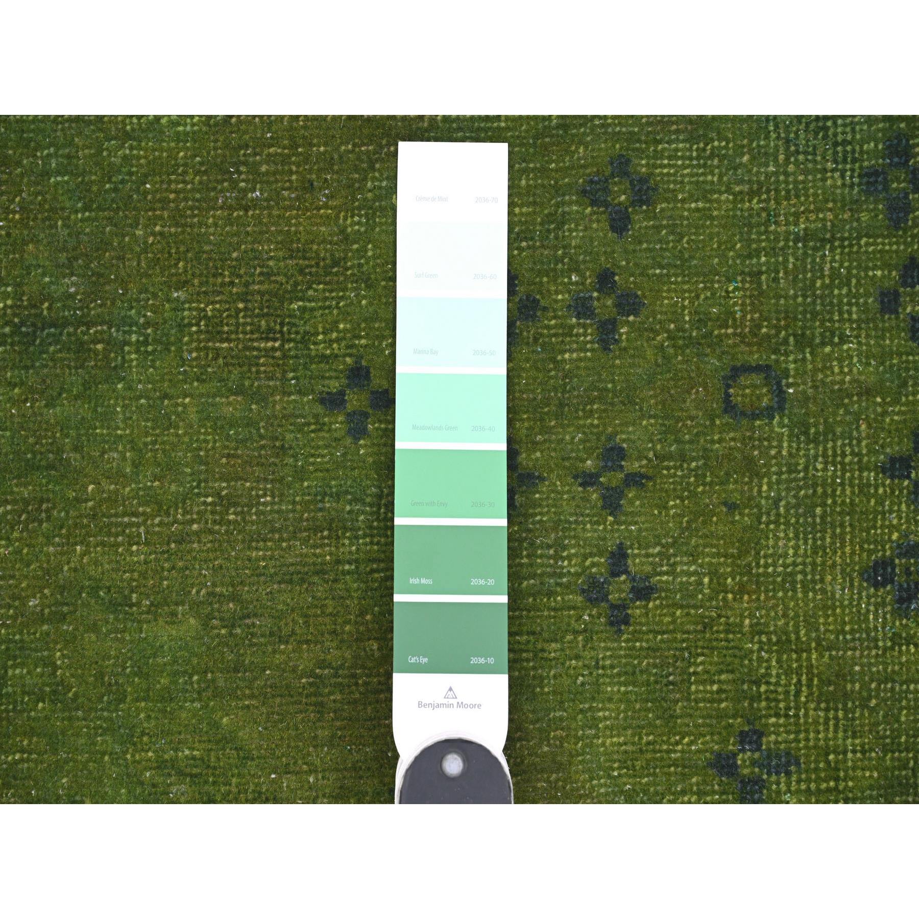 7'10"x9'7" Emerald Green, Overdyed Kazak with All Over Geometric Pattern, Pure Wool, Hand Knotted, Oriental Rug Sh20251