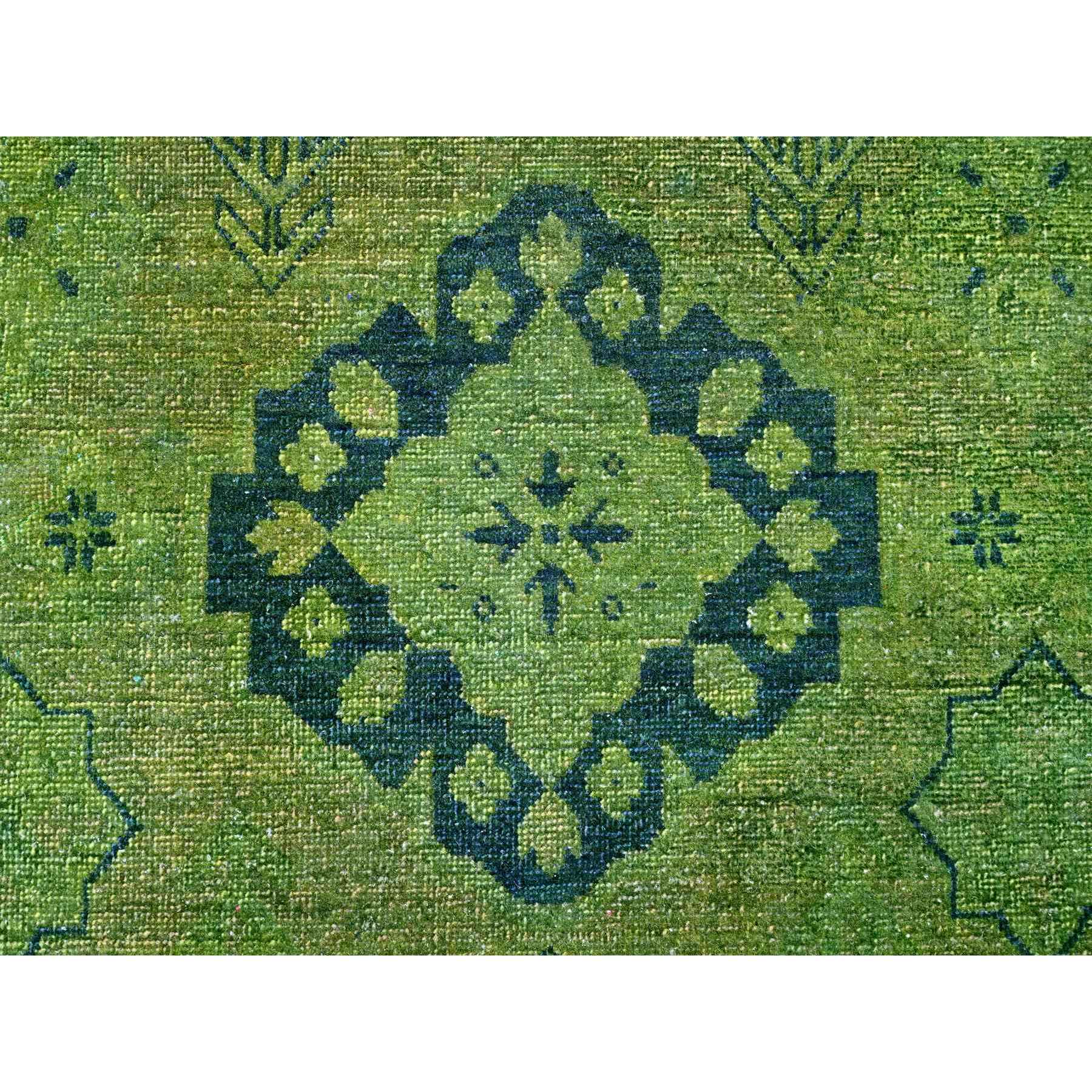 7'10"x9'7" Emerald Green, Overdyed Kazak with All Over Geometric Pattern, Pure Wool, Hand Knotted, Oriental Rug Sh20251