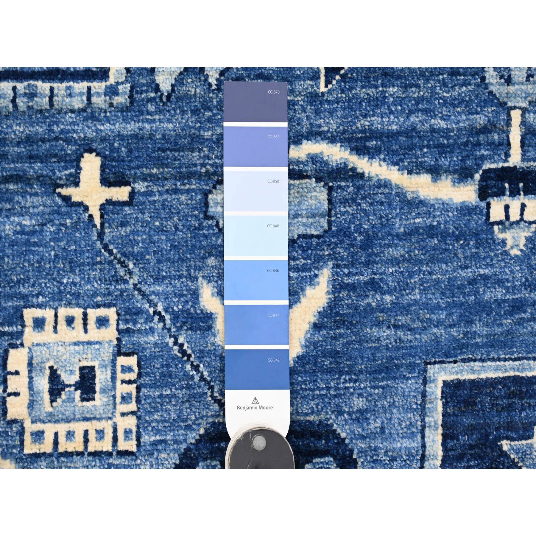 10'1"x13'10" Denim Blue, Hand Knotted, Peshawar with Serapi Heriz Revival, High Mountain Ghazni Wool, Soft Pile, Denser Weave, Oriental Rug Sh20252