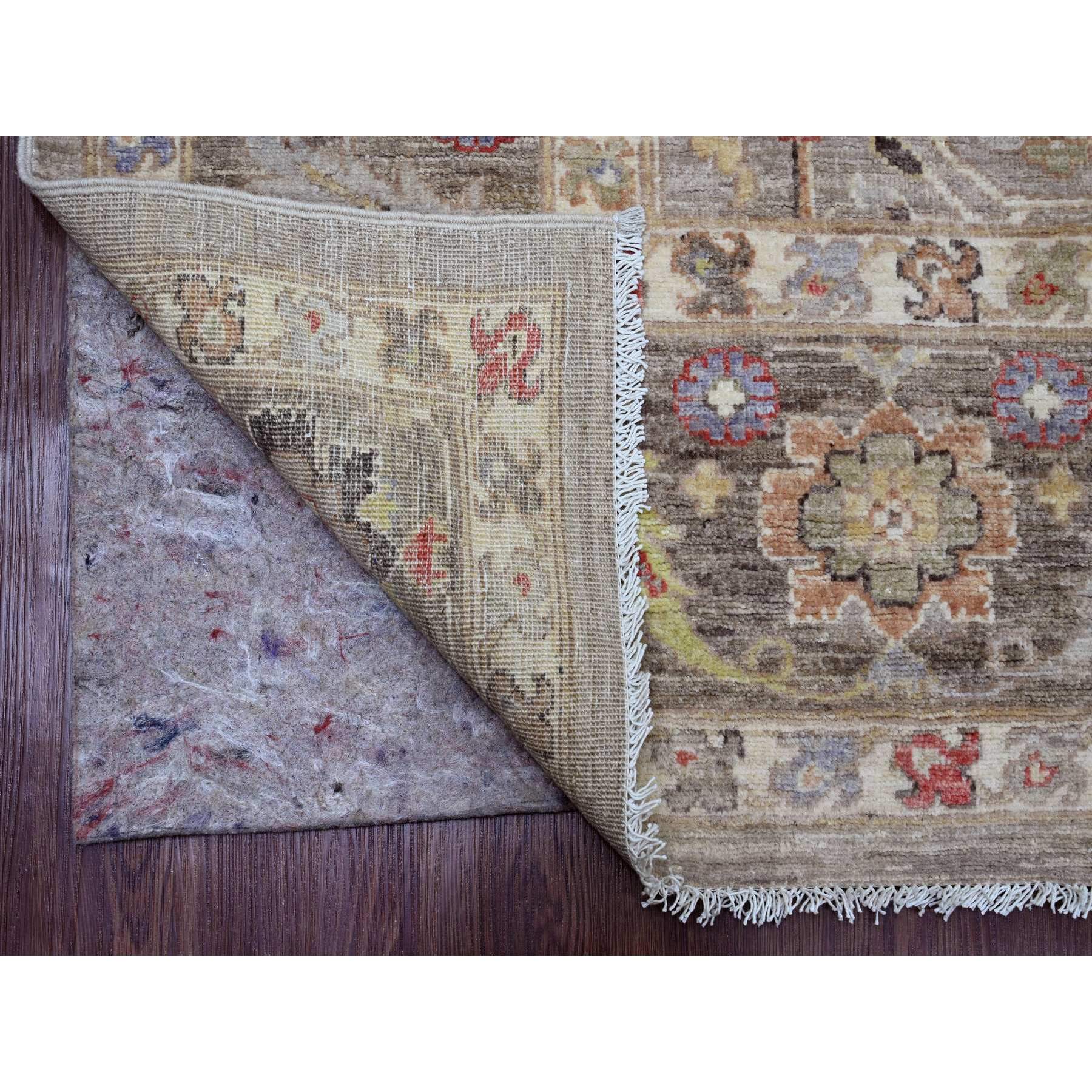 8'x9'9" Dark Vanilla Brown, Peshawar with Heriz All Over Design, High Mountain Wool, Hand Knotted, Natural Dyes, Densely Woven, Oriental Rug Sh20253