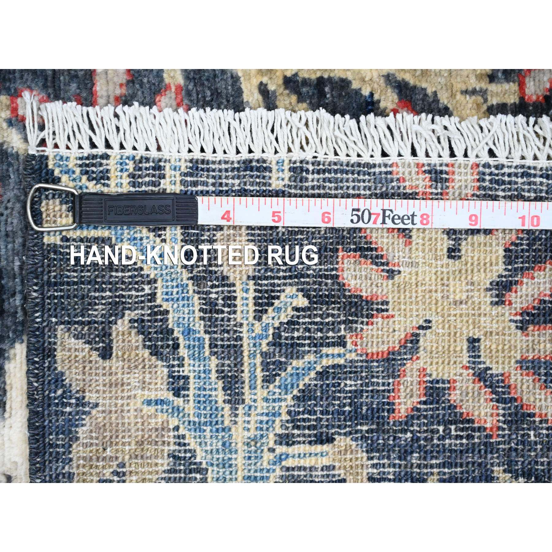 6'x6' Space Cadet Blue, Afghan Peshawar with Birds of Paradise Design, Hand Knotted, Soft Wool, Veggie Dyes, Square, Oriental Rug Sh20255