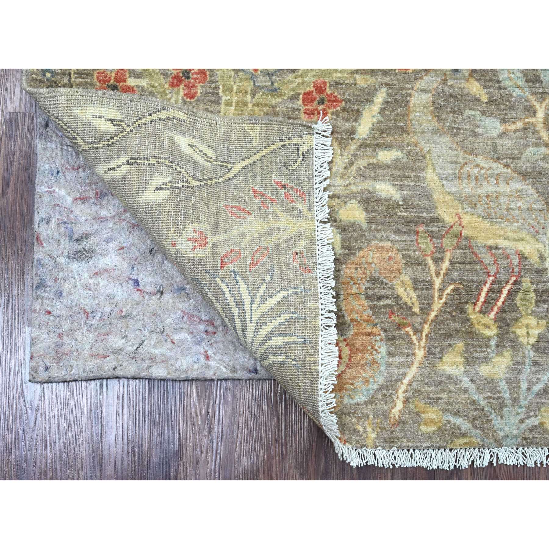 5'x6'8" Coffee Brown, Afghan Peshawar with Birds of Paradise Design, Soft Wool, Hand Knotted, Natural Dyes, Oriental Rug Sh20256