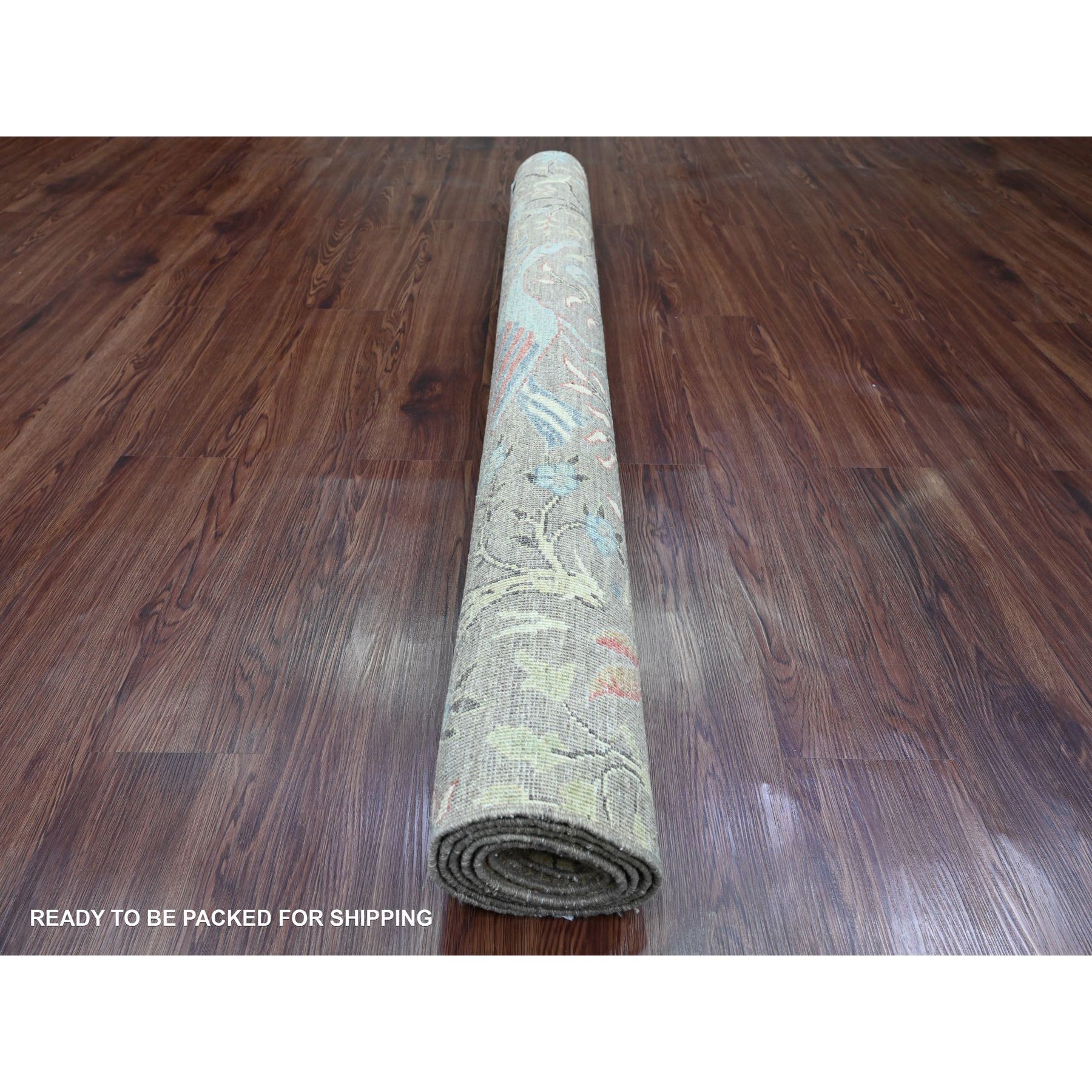 5'x6'8" Coffee Brown, Afghan Peshawar with Birds of Paradise Design, Soft Wool, Hand Knotted, Natural Dyes, Oriental Rug Sh20256