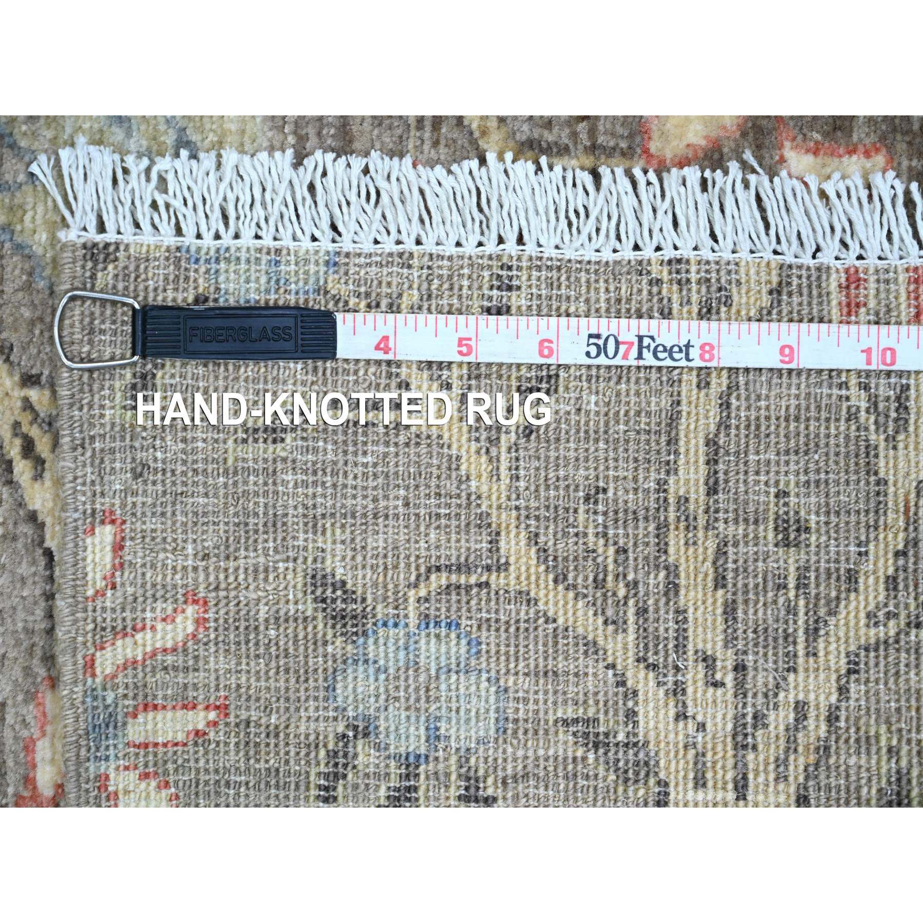 5'x6'8" Coffee Brown, Afghan Peshawar with Birds of Paradise Design, Soft Wool, Hand Knotted, Natural Dyes, Oriental Rug Sh20256
