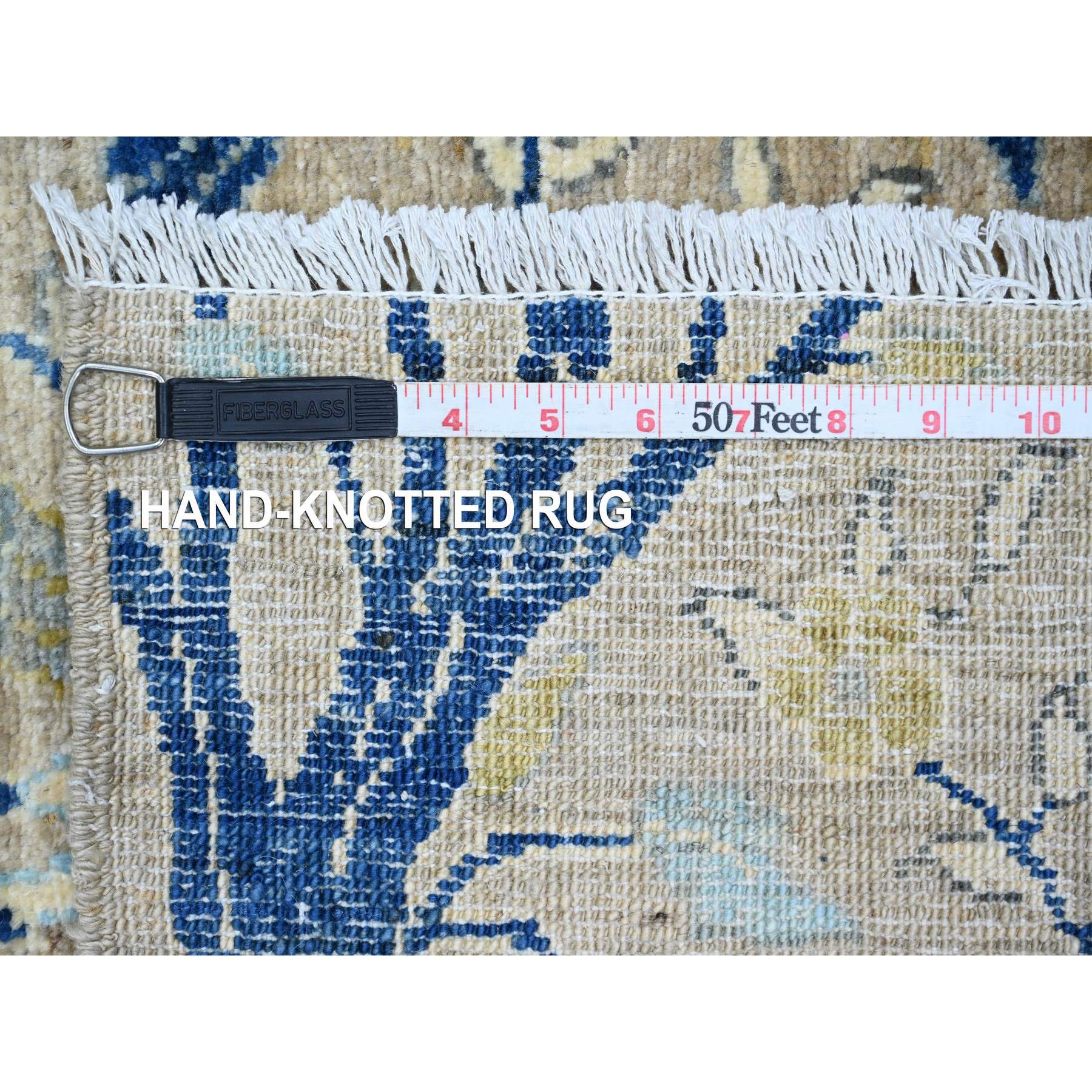 6'2"x8'6" Stone Gray, Afghan Peshawar with Birds of Paradise Design, Hand Knotted, Soft and Shiny Wool, Vegetable Dyes, Oriental Rug Sh20258