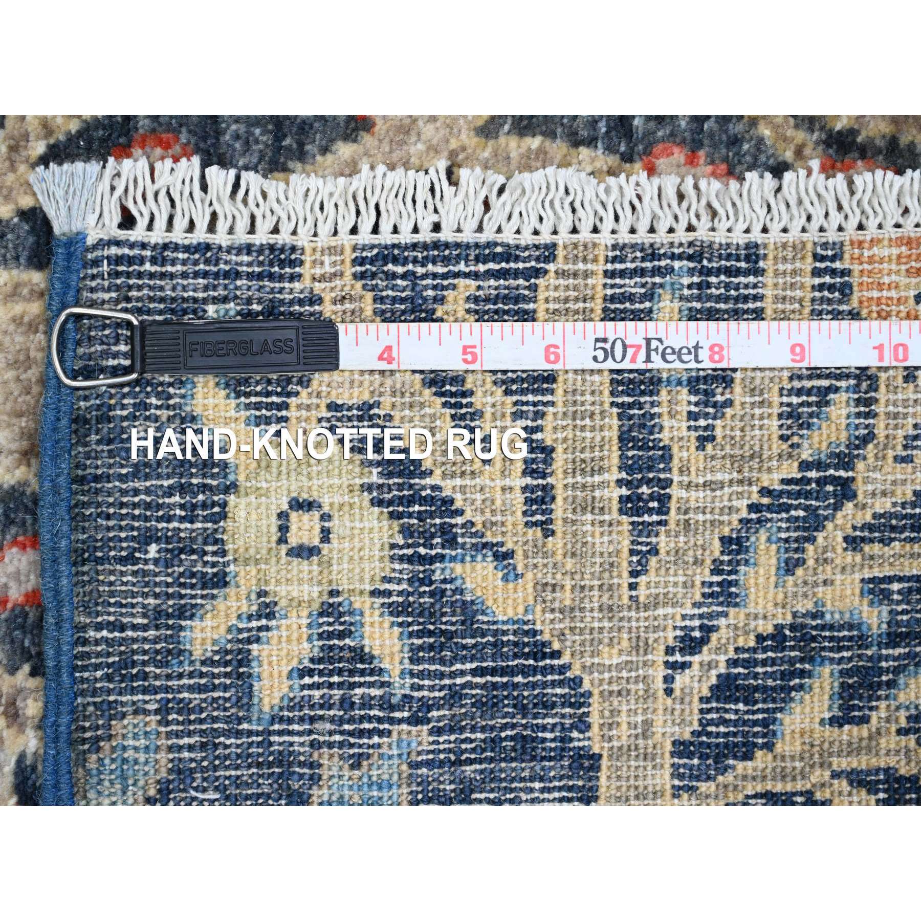 4'x15'8" Aegean Blue, Hand Knotted, Afghan Peshawar with Birds of Paradise Design, Soft Wool, Veggie Dyes, XL Wide Runner, Oriental Rug Sh20263