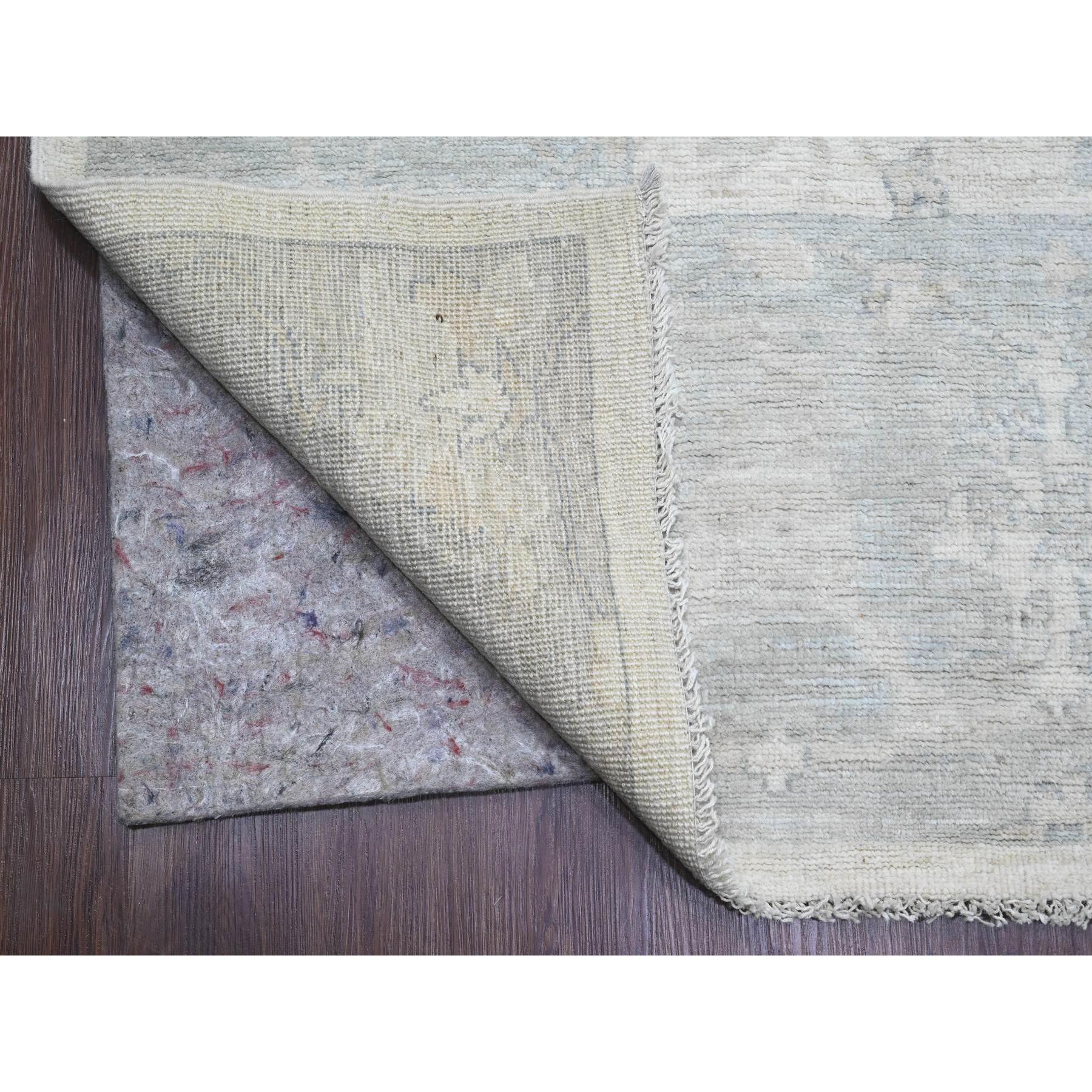 8'10"x17'4" Chiffon White, Afghan Angora Oushak with All Over Vines Design, 100% Wool, Hand Knotted, Natural Dyes, Gallery Size, Long and Narrow, Oversized, Runner, Oriental Rug Sh20264