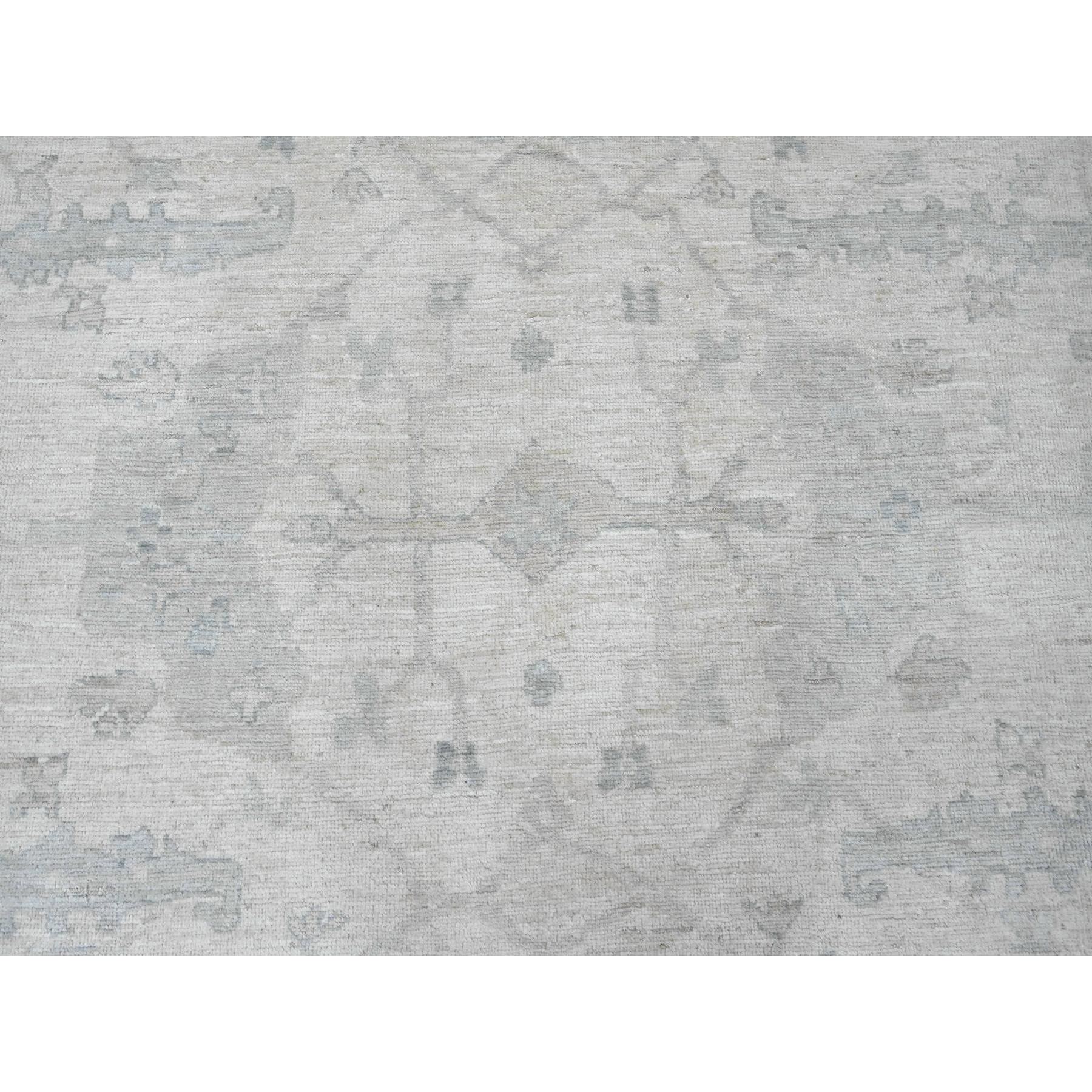 8'10"x17'4" Chiffon White, Afghan Angora Oushak with All Over Vines Design, 100% Wool, Hand Knotted, Natural Dyes, Gallery Size, Long and Narrow, Oversized, Runner, Oriental Rug Sh20264