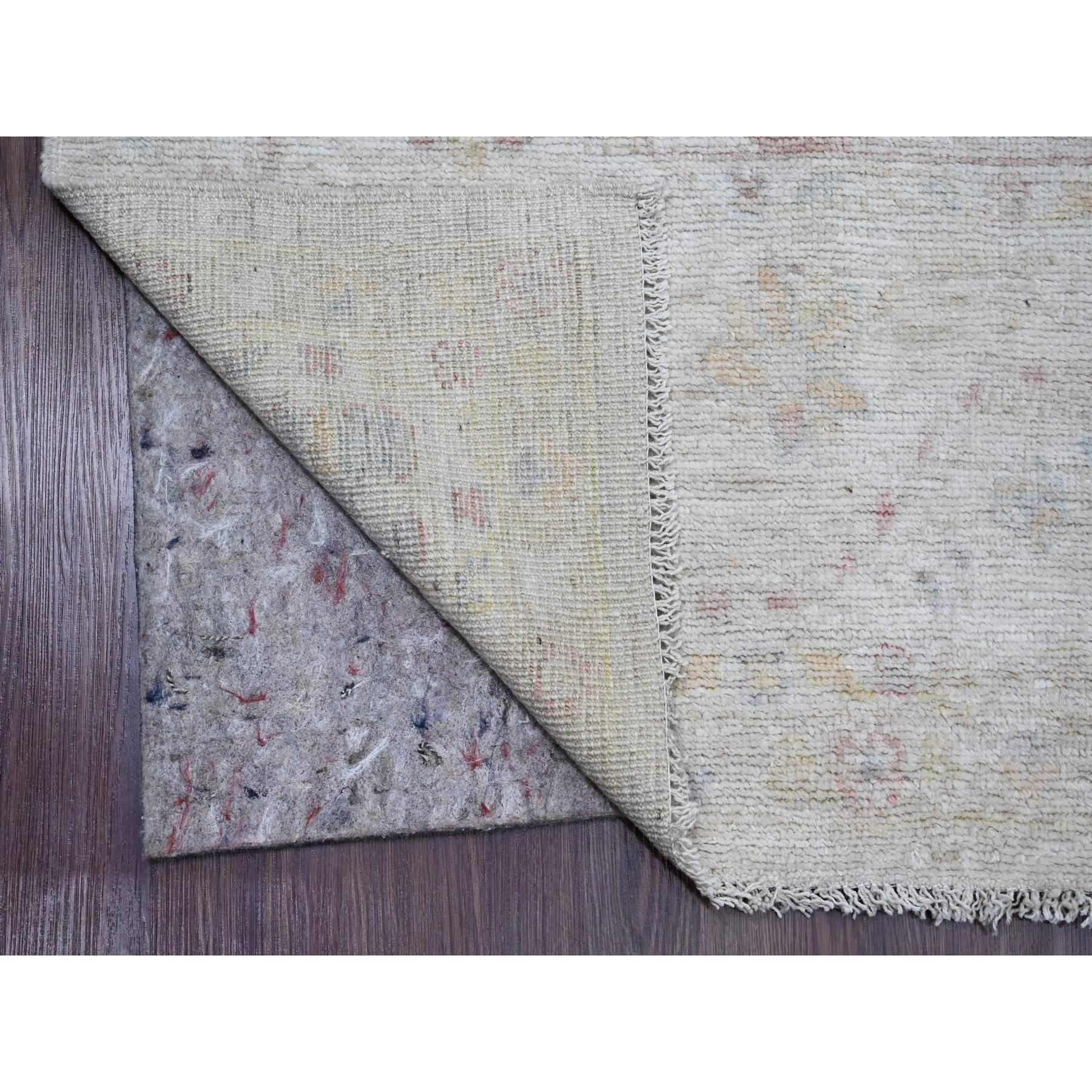 7'10"x9'8" Oyster Gray, Hand Knotted, Afghan Angora Oushak with All Over Leaf Design, Veggie Dyes, 100% Wool, Oriental Rug Sh20265