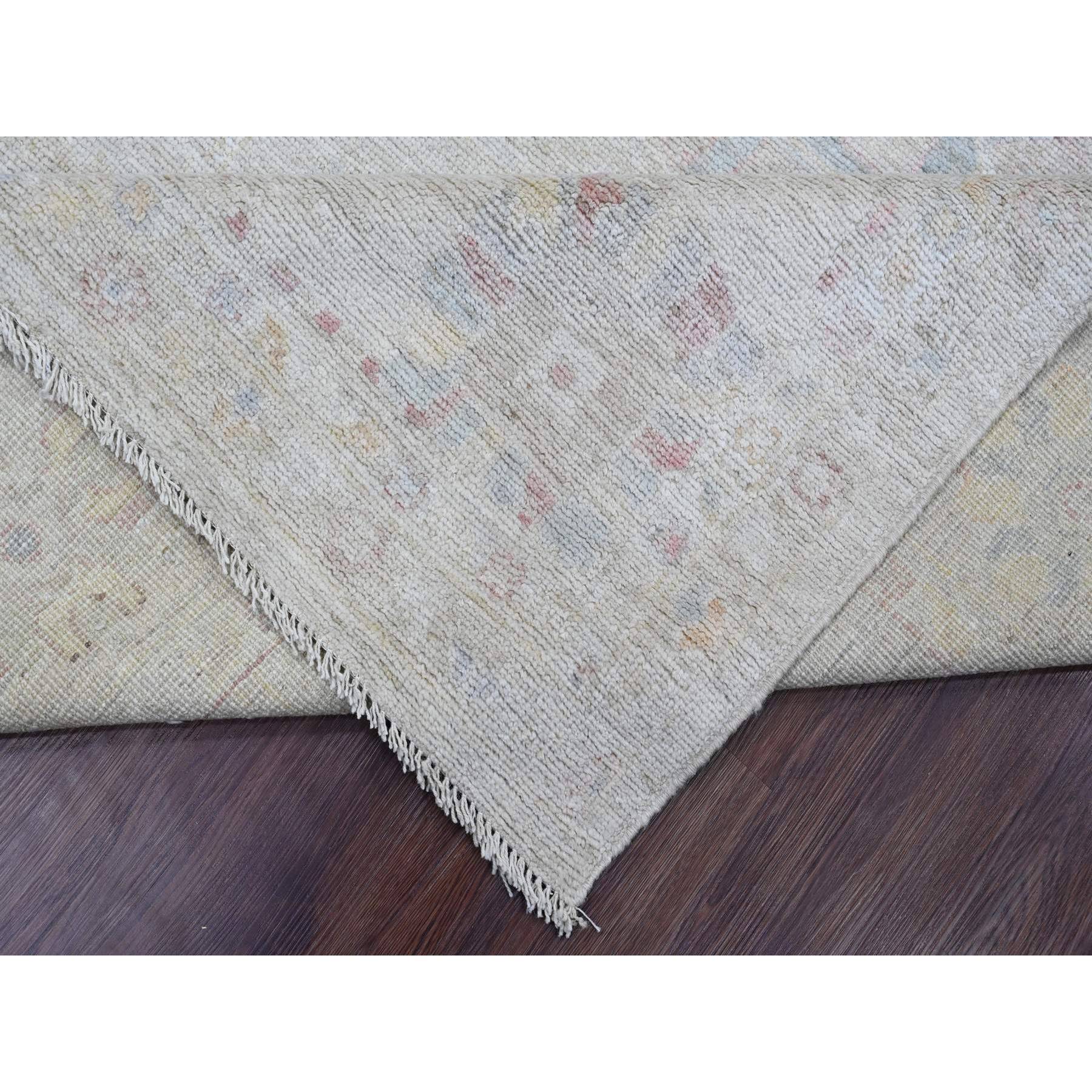 7'10"x9'8" Oyster Gray, Hand Knotted, Afghan Angora Oushak with All Over Leaf Design, Veggie Dyes, 100% Wool, Oriental Rug Sh20265