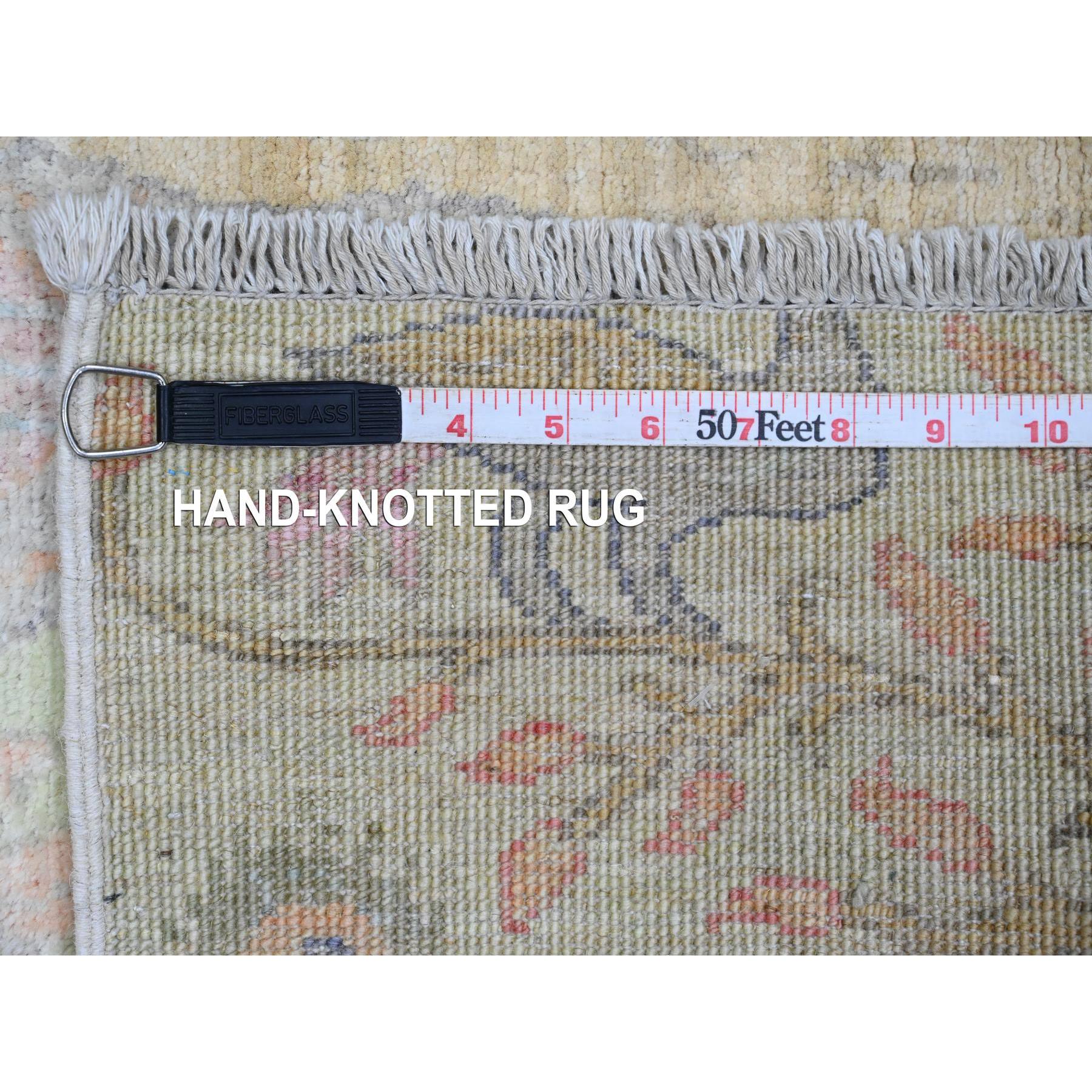 3'x4'8" Celadon Green, Afghan Peshawar with Birds of Paradise Design, Hand Knotted, Soft Wool, Natural Dyes, Oriental Rug Sh20268