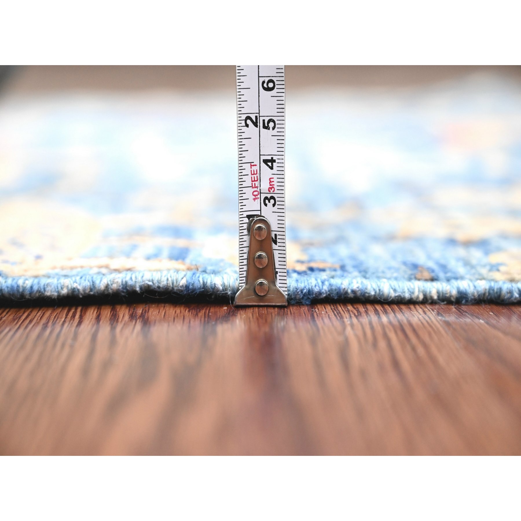 3'1"x19'4" Lake Blue, Afghan Peshawar with Birds of Paradise Design, Hand Knotted, 100% Soft Wool, Vegetable Dyes, XL Runner, Oriental Rug Sh20269