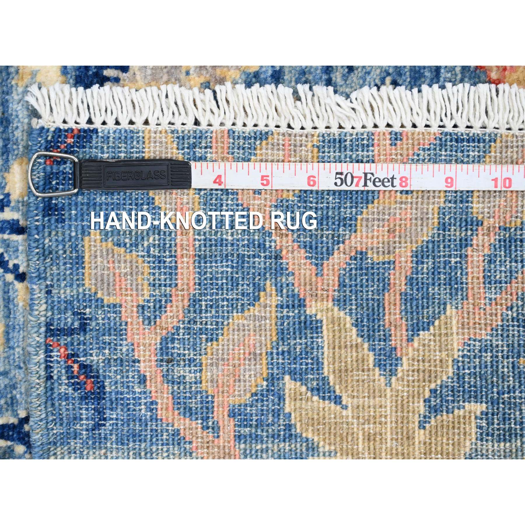 3'1"x19'4" Lake Blue, Afghan Peshawar with Birds of Paradise Design, Hand Knotted, 100% Soft Wool, Vegetable Dyes, XL Runner, Oriental Rug Sh20269