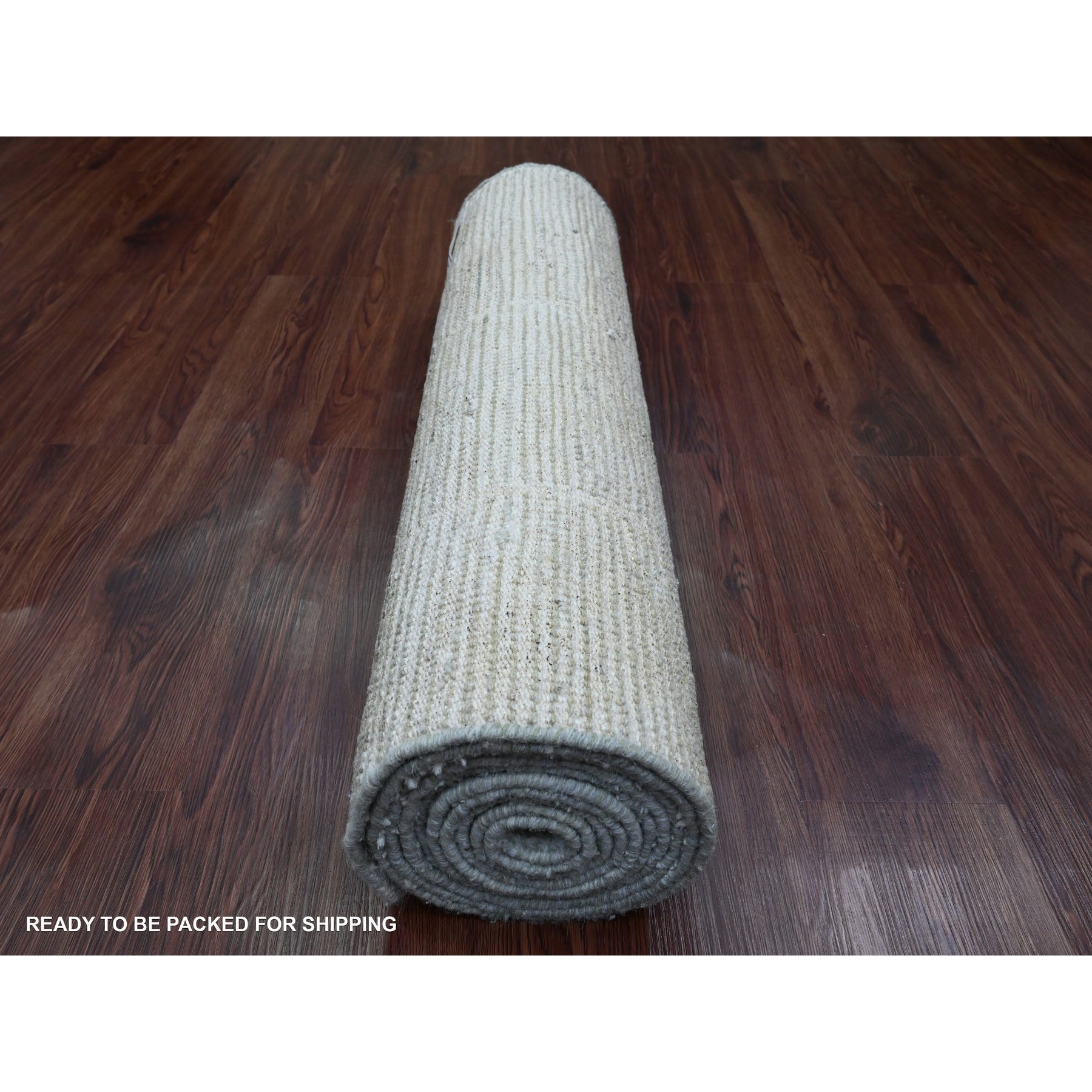 3'x13'2" Beau Blue, Moroccan Weave with Geometric Design, Soft Wool, Textured Pile, Abrash, Hand Knotted, Runner, Oriental Rug Sh20276