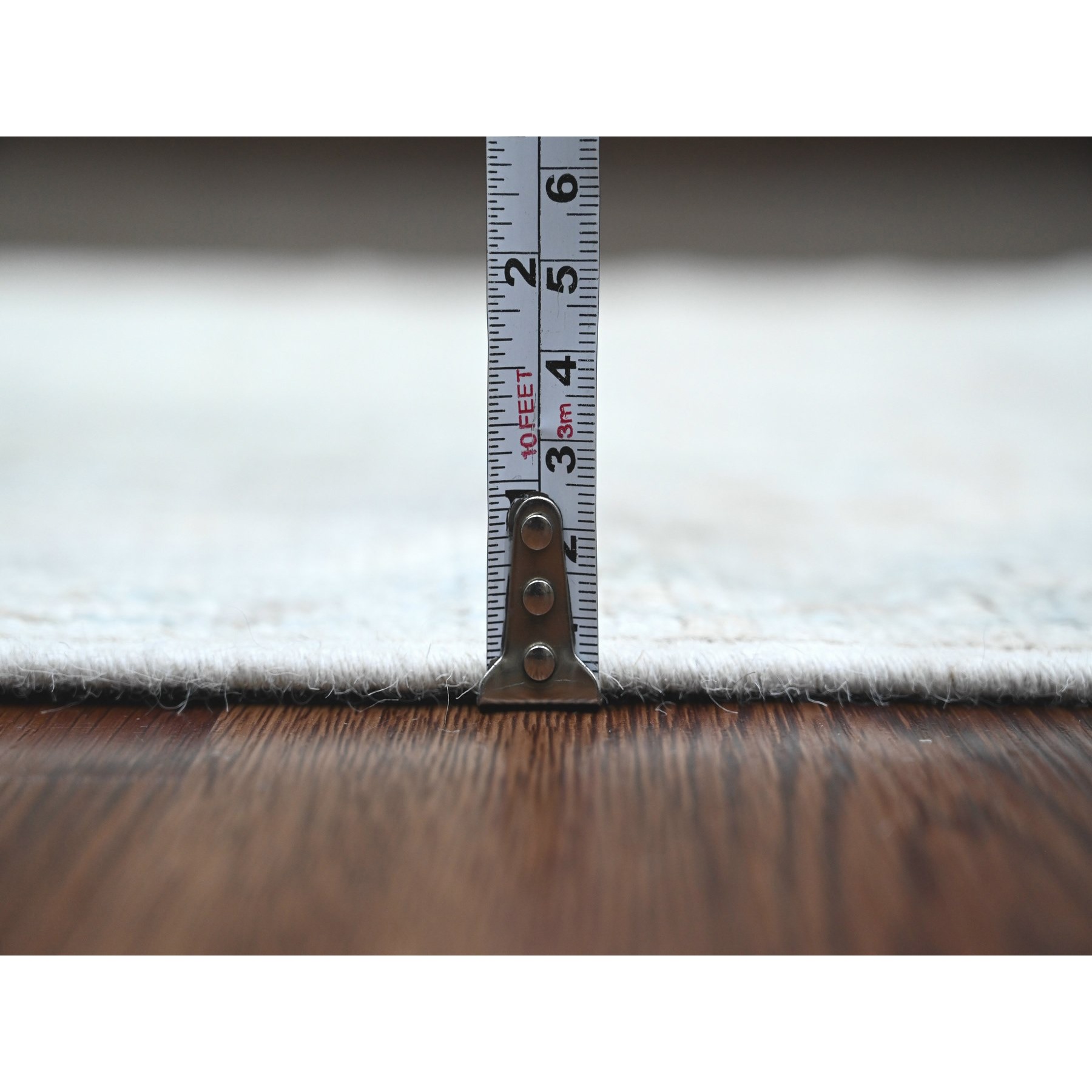 2'7"x9'9" Fossil Gray, Afghan Angora Oushak with Large Leaf Design, Hand Knotted, Veggie Dyes, Pure Wool, Runner, Oriental Rug Sh20294
