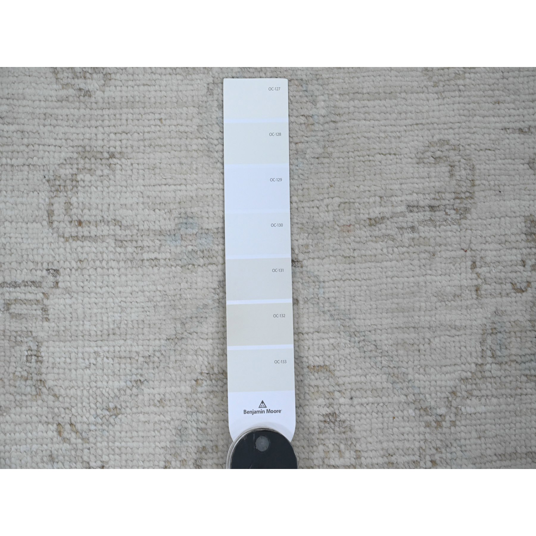 3'x9'5" Lace White, Hand Knotted, Afghan Angora Oushak with All Over Vines Design, Natural Dyes, 100% Wool, Oriental Rug Sh20296