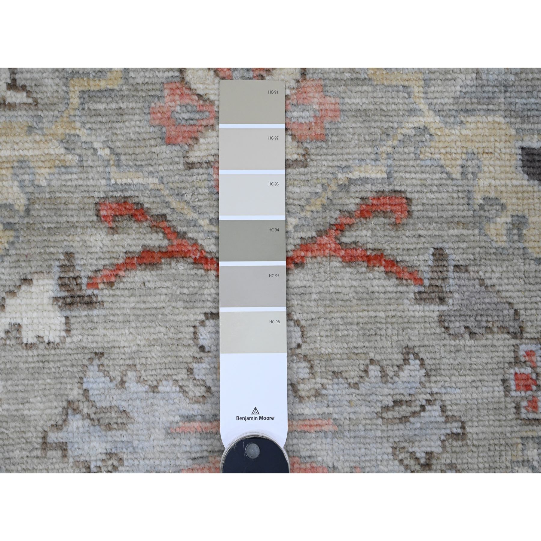 3'x4'9" Stone Gray, Hand Knotted, Afghan Angora Oushak with Floral Pattern, Vegetable Dyes, 100% Wool, Oriental Rug Sh20299