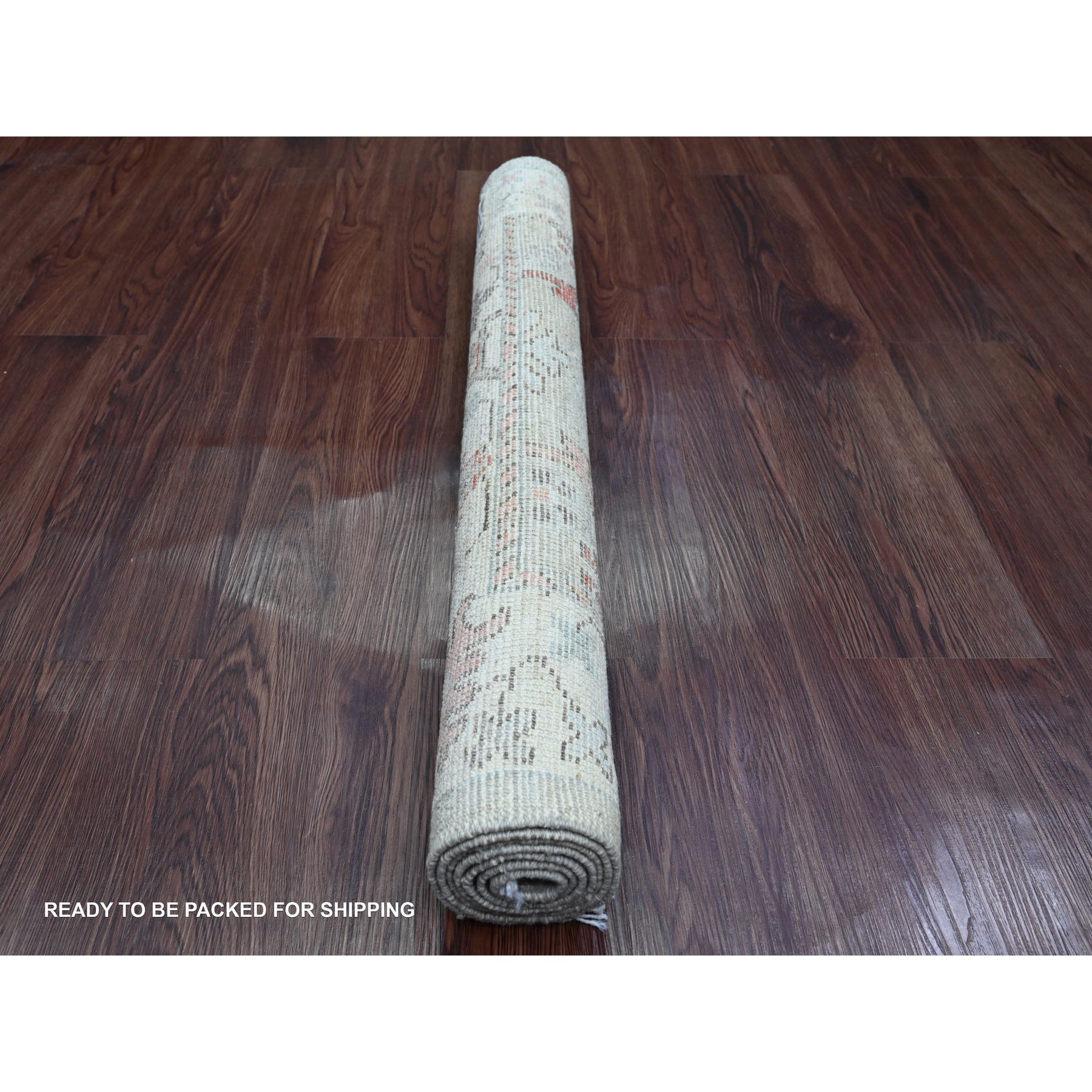 3'x4'9" Stone Gray, Hand Knotted, Afghan Angora Oushak with Floral Pattern, Vegetable Dyes, 100% Wool, Oriental Rug Sh20299