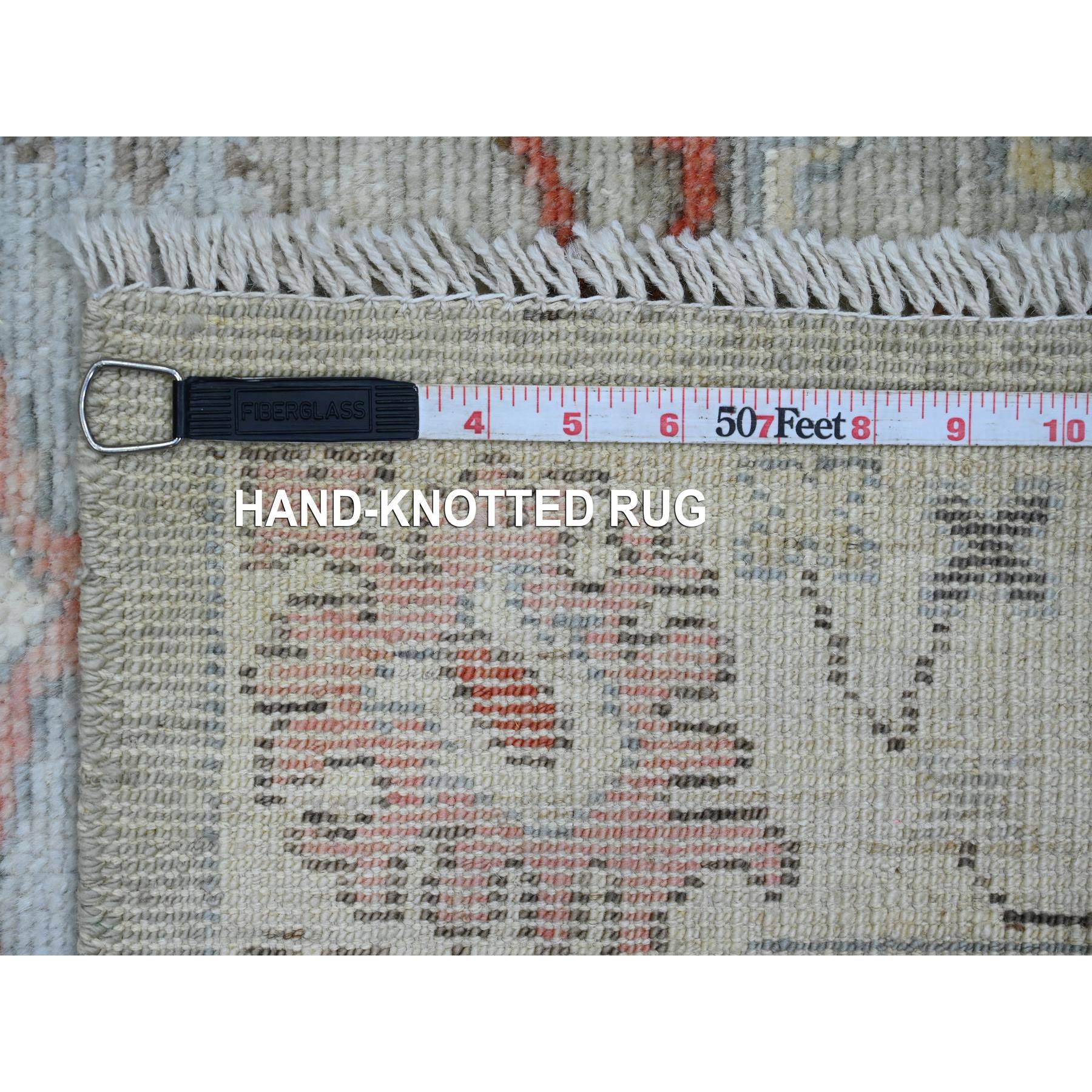 3'x4'9" Stone Gray, Hand Knotted, Afghan Angora Oushak with Floral Pattern, Vegetable Dyes, 100% Wool, Oriental Rug Sh20299