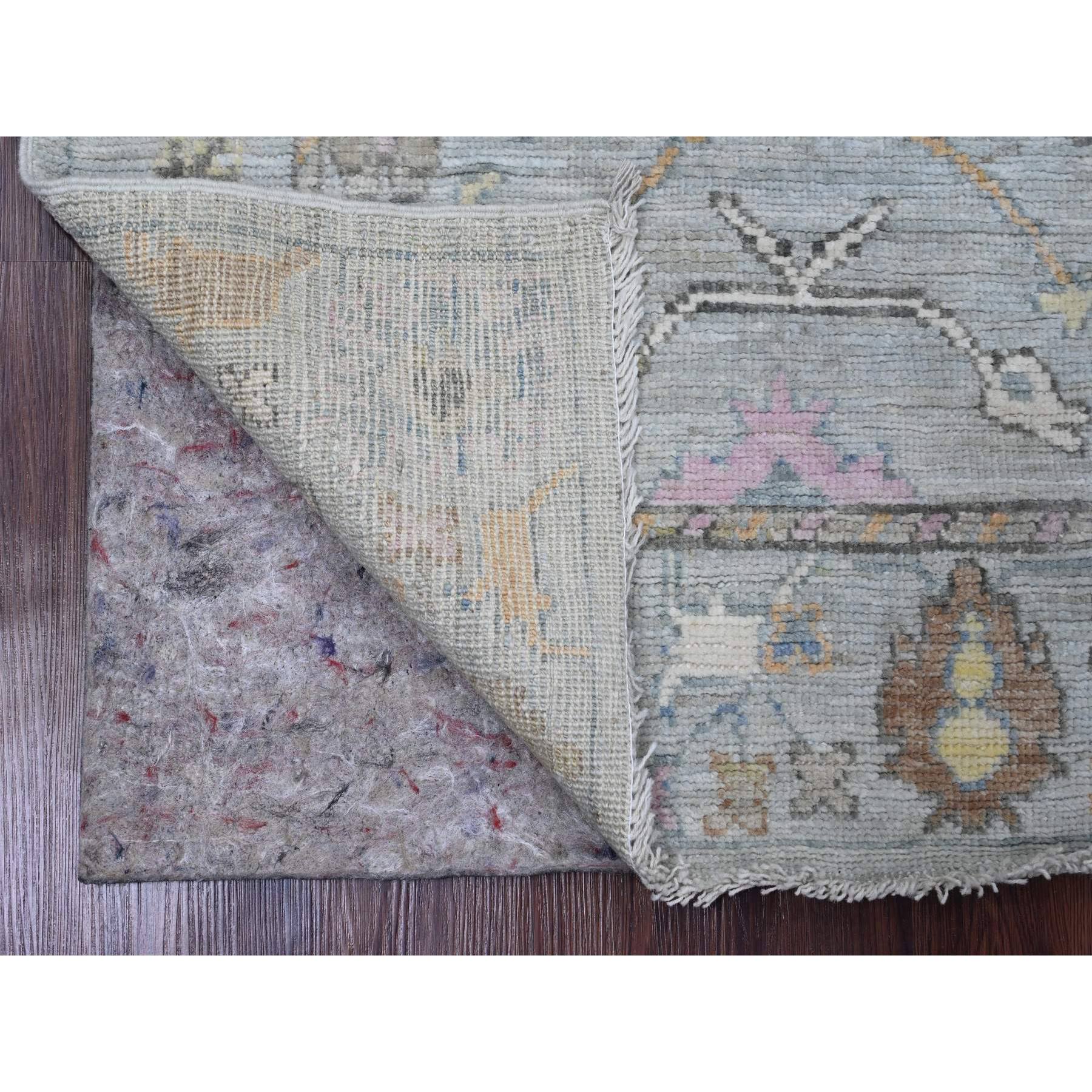 3'1"x6' Coin Gray, Afghan Angora Oushak with Soft Color Leaf Design, Hand Knotted, Vegetable Dyes, 100% Wool, Oriental Rug Sh20302
