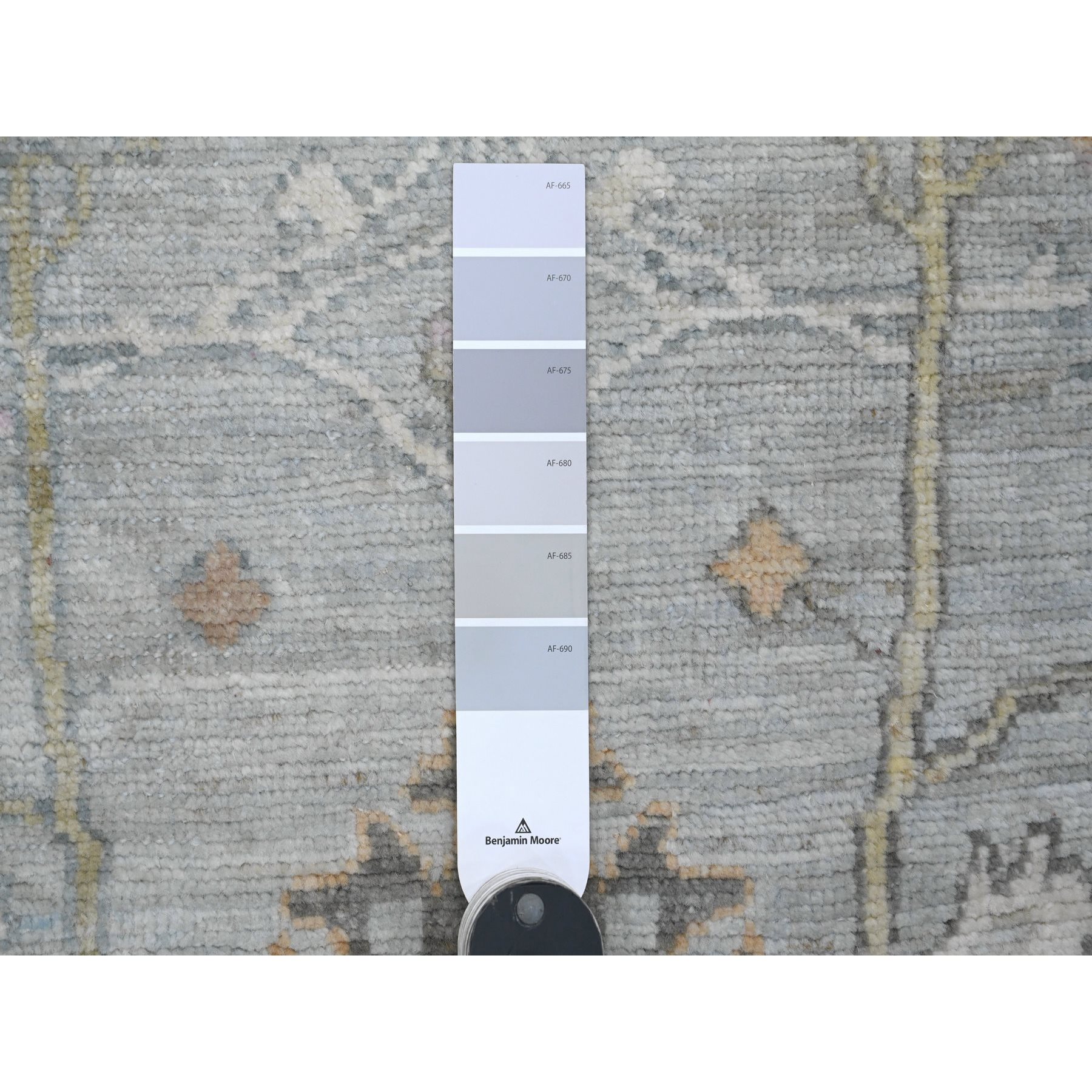 3'1"x6' Coin Gray, Afghan Angora Oushak with Soft Color Leaf Design, Hand Knotted, Vegetable Dyes, 100% Wool, Oriental Rug Sh20302