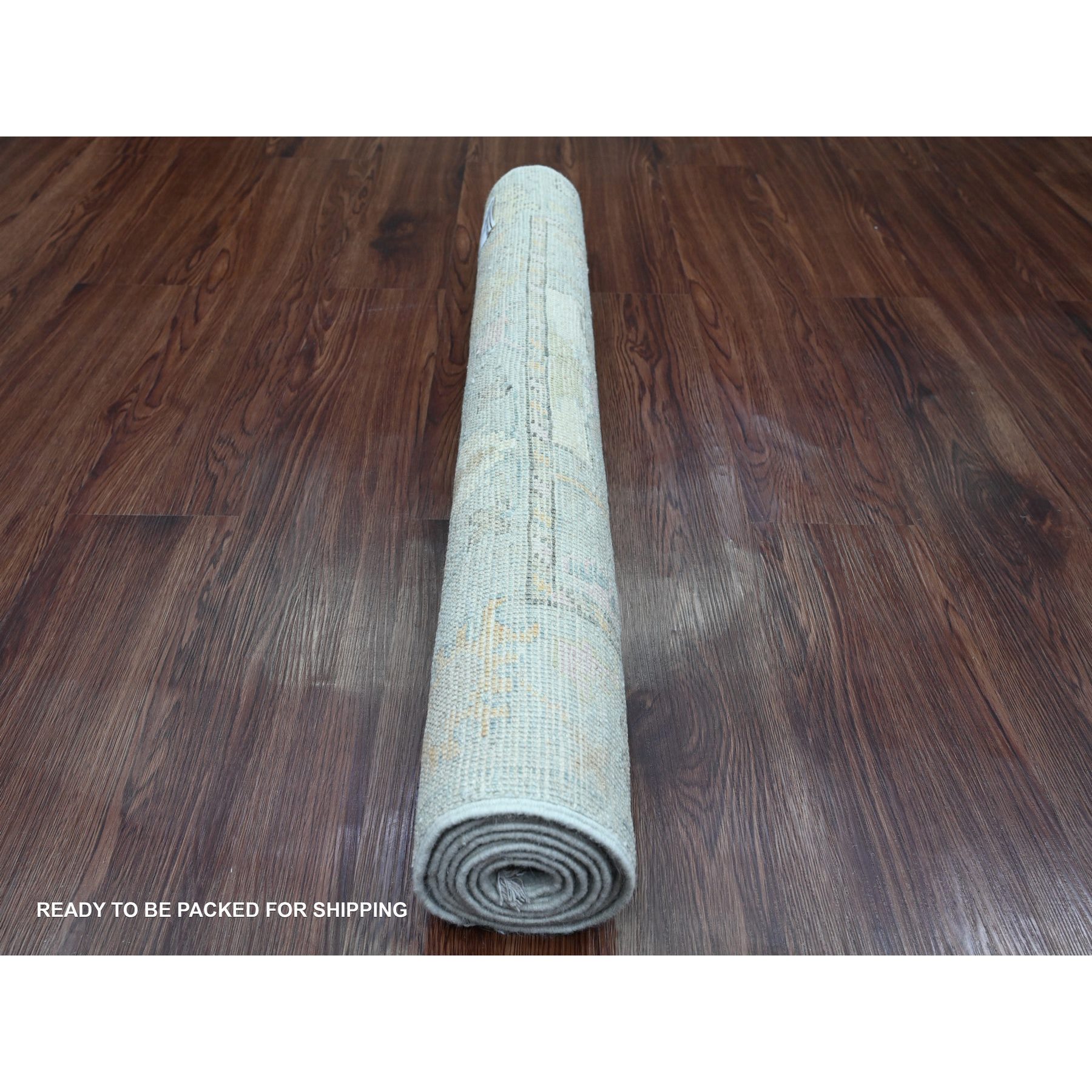 3'1"x6' Coin Gray, Afghan Angora Oushak with Soft Color Leaf Design, Hand Knotted, Vegetable Dyes, 100% Wool, Oriental Rug Sh20302