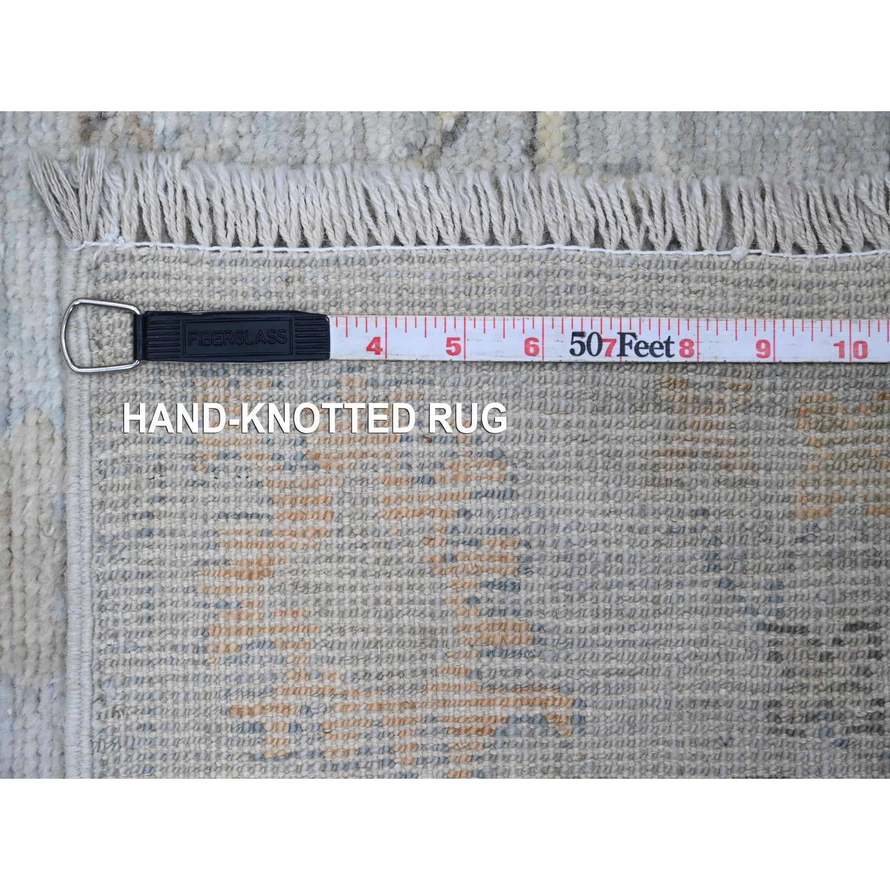 3'1"x6' Coin Gray, Afghan Angora Oushak with Soft Color Leaf Design, Hand Knotted, Vegetable Dyes, 100% Wool, Oriental Rug Sh20302