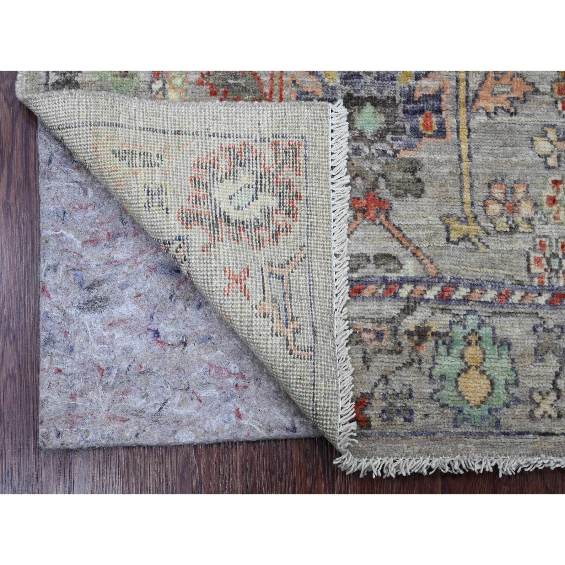 3'x5'1" Medium Gray, Afghan Angora Oushak with Floral Pattern, Hand Knotted, Vegetable Dyes, 100% Wool, Oriental Rug Sh20307