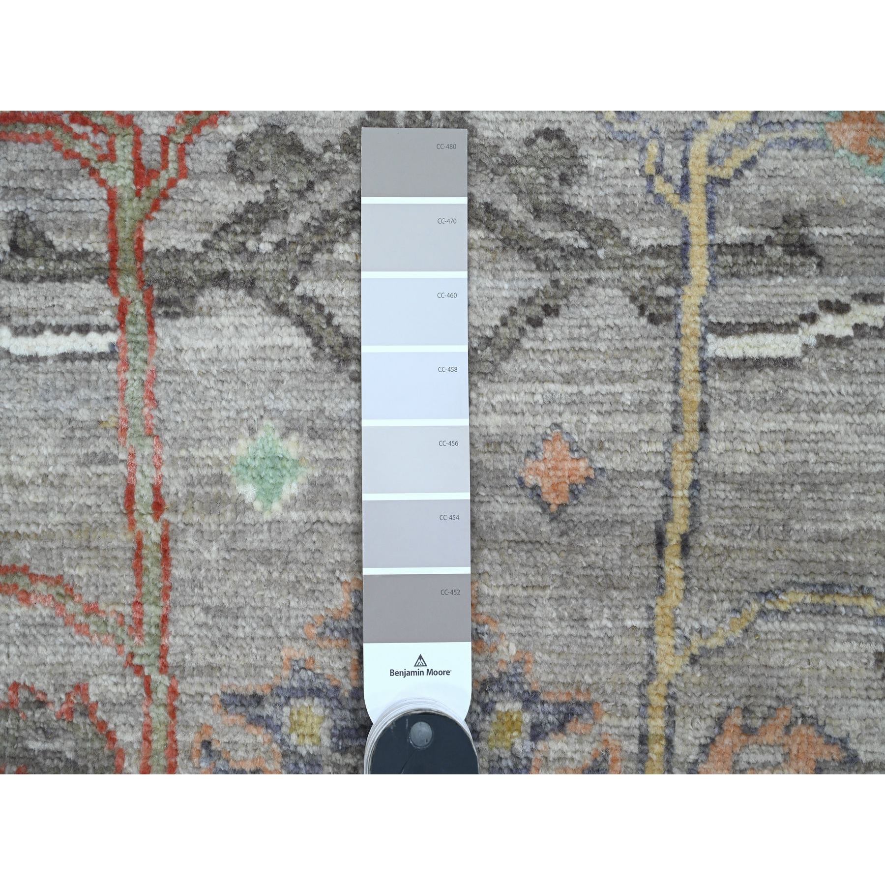 3'x5'1" Medium Gray, Afghan Angora Oushak with Floral Pattern, Hand Knotted, Vegetable Dyes, 100% Wool, Oriental Rug Sh20307