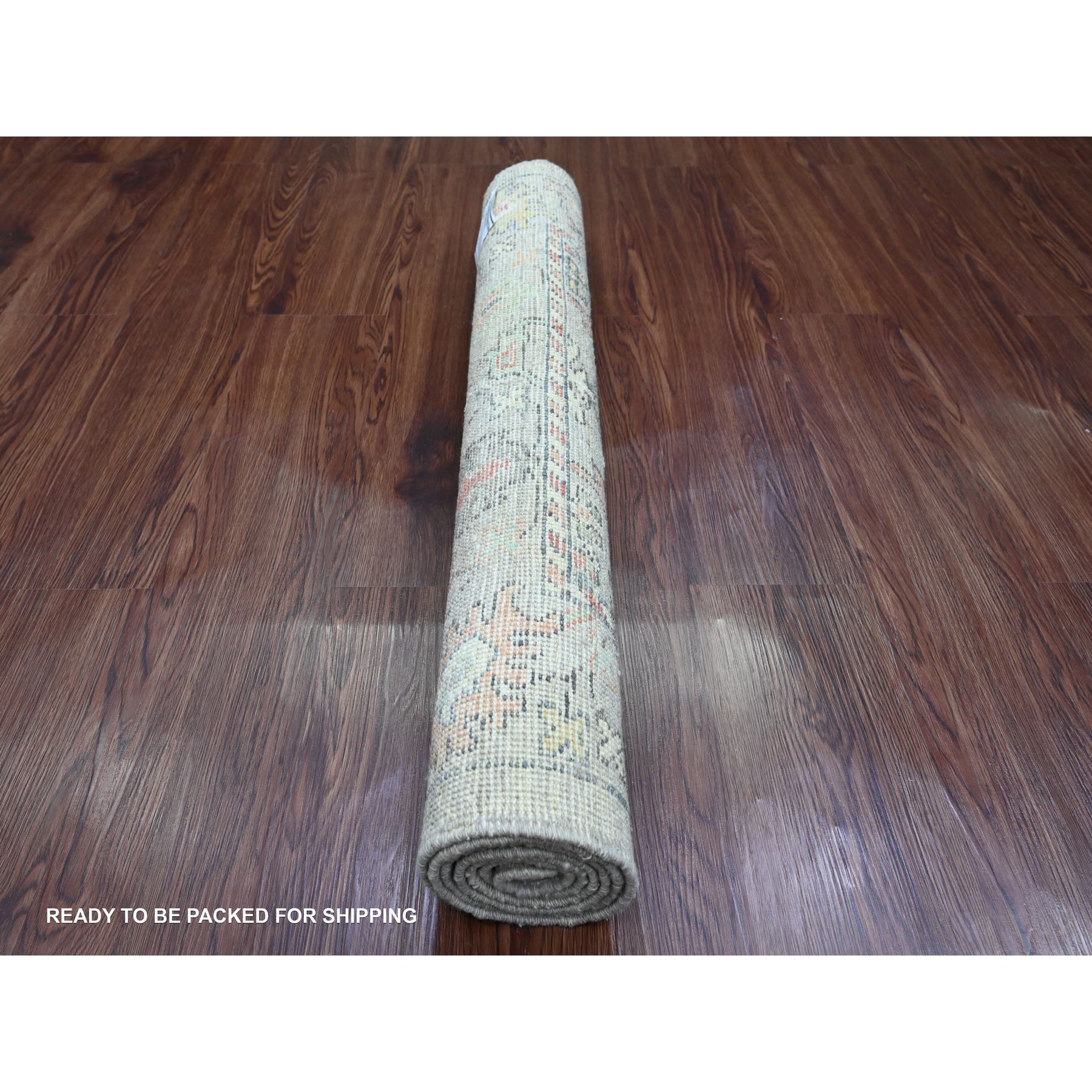 3'x5'1" Medium Gray, Afghan Angora Oushak with Floral Pattern, Hand Knotted, Vegetable Dyes, 100% Wool, Oriental Rug Sh20307