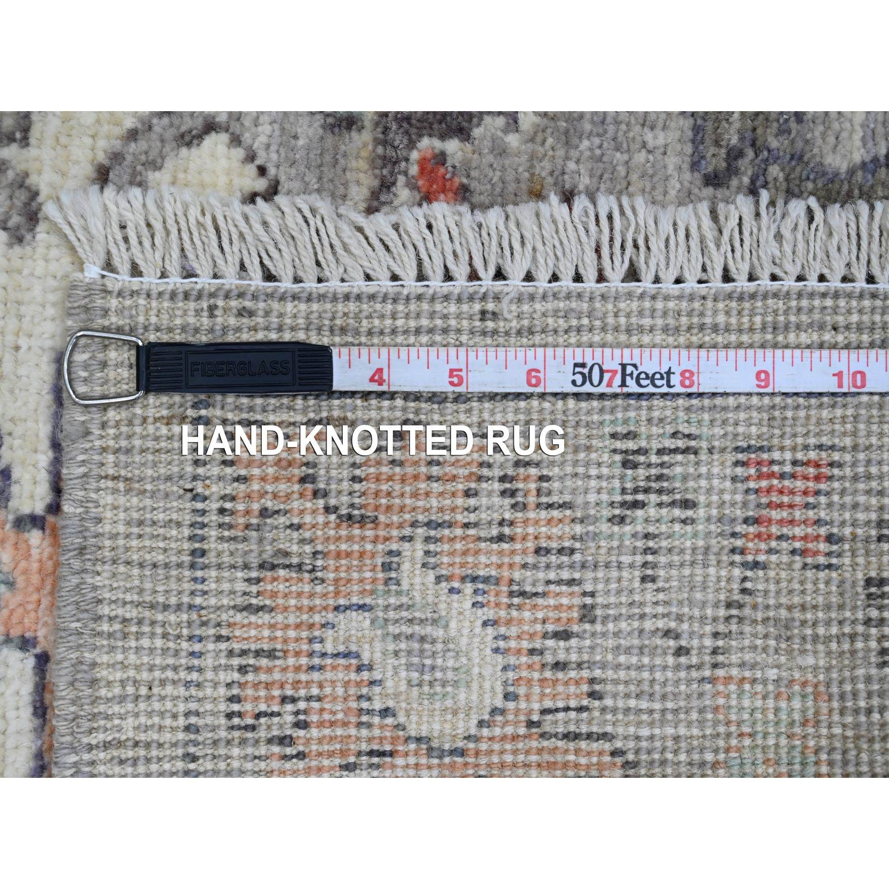 3'x5'1" Medium Gray, Afghan Angora Oushak with Floral Pattern, Hand Knotted, Vegetable Dyes, 100% Wool, Oriental Rug Sh20307