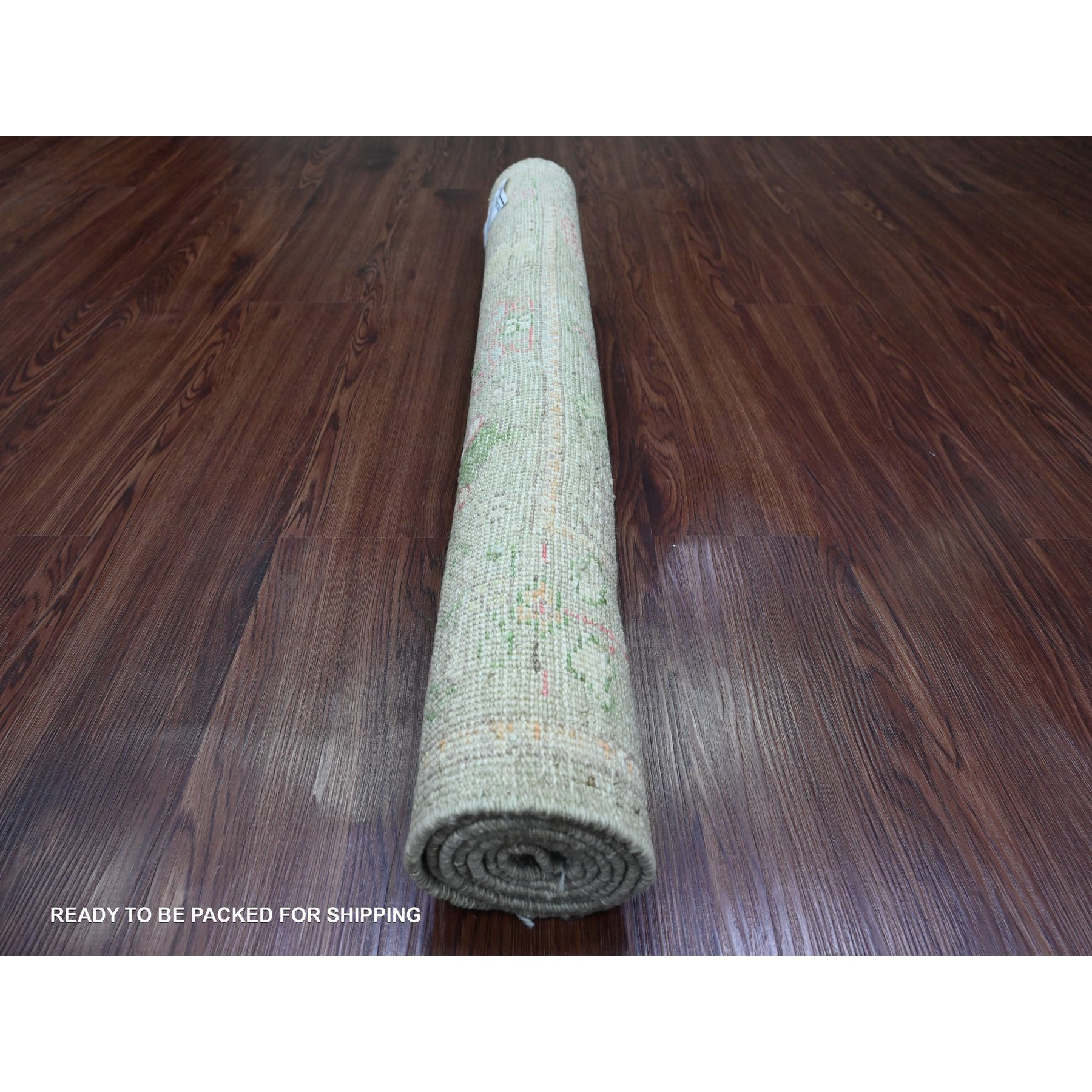 3'2"x4'10" Swamp Green, Afghan Angora Oushak with Cypress and Willow Tree Design, Hand Knotted, Veggie Dyes, Pure Wool, Oriental Rug Sh20315
