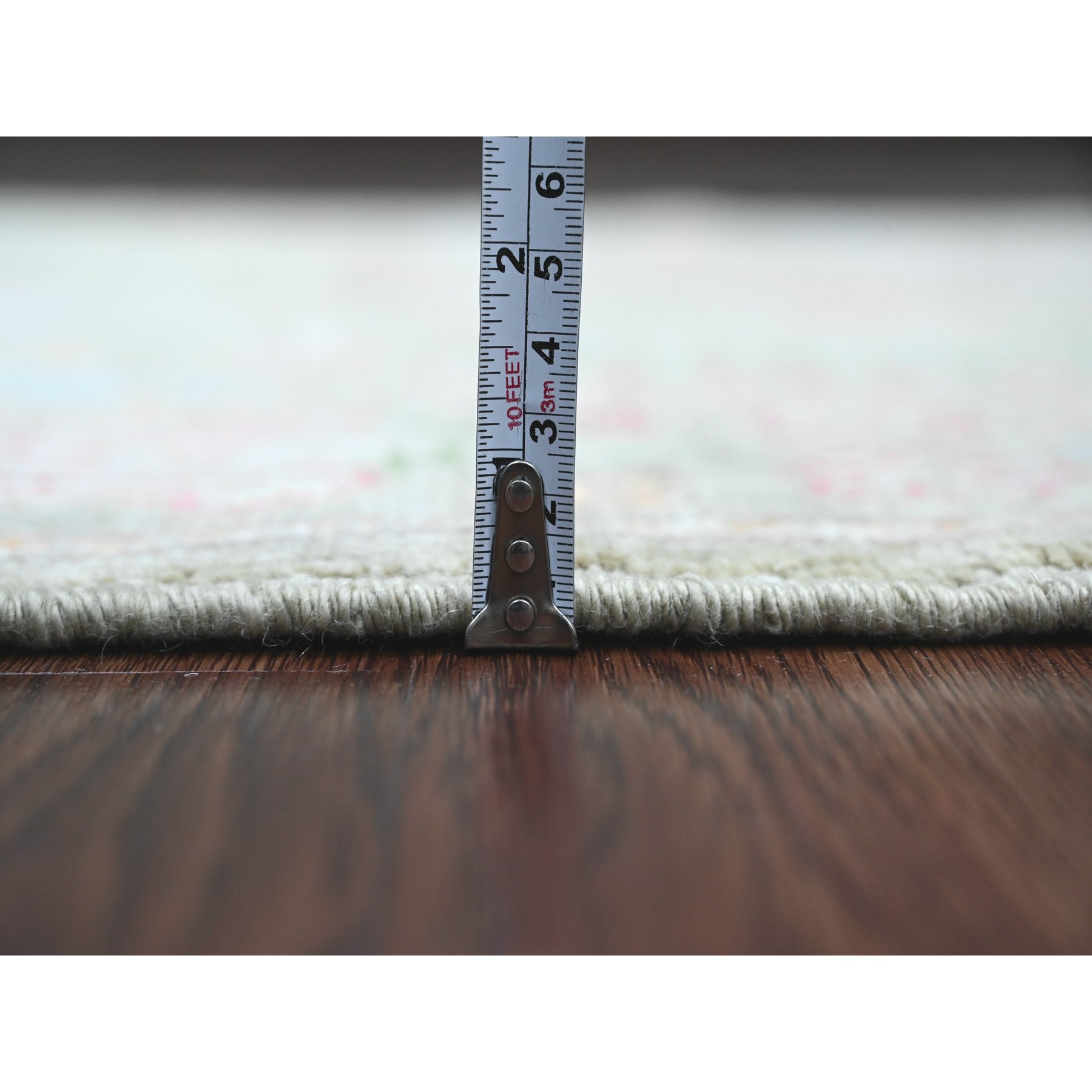 3'2"x4'10" Swamp Green, Afghan Angora Oushak with Cypress and Willow Tree Design, Hand Knotted, Veggie Dyes, Pure Wool, Oriental Rug Sh20315