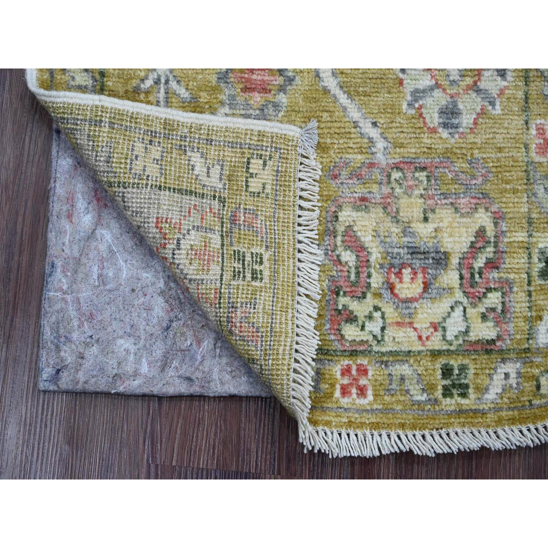 2'x3'2" Golden Brown, Afghan Angora Oushak with Floral Pattern, Hand Knotted, Vegetable Dyes, 100% Wool, Mat, Oriental Rug Sh20316