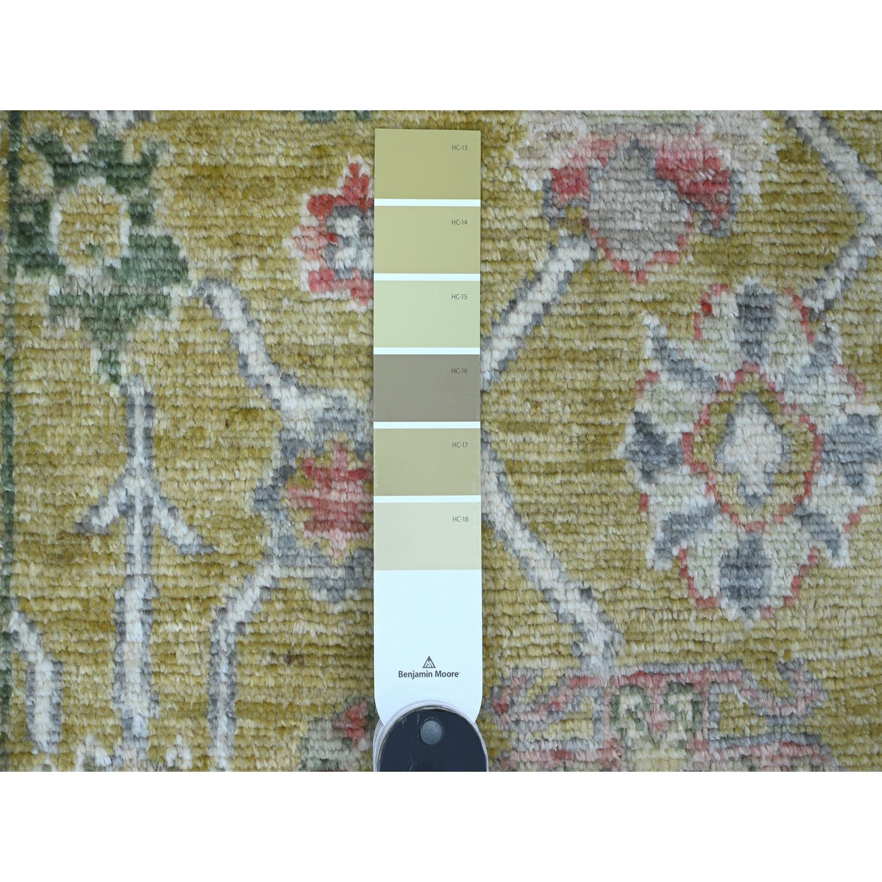 2'x3'2" Golden Brown, Afghan Angora Oushak with Floral Pattern, Hand Knotted, Vegetable Dyes, 100% Wool, Mat, Oriental Rug Sh20316