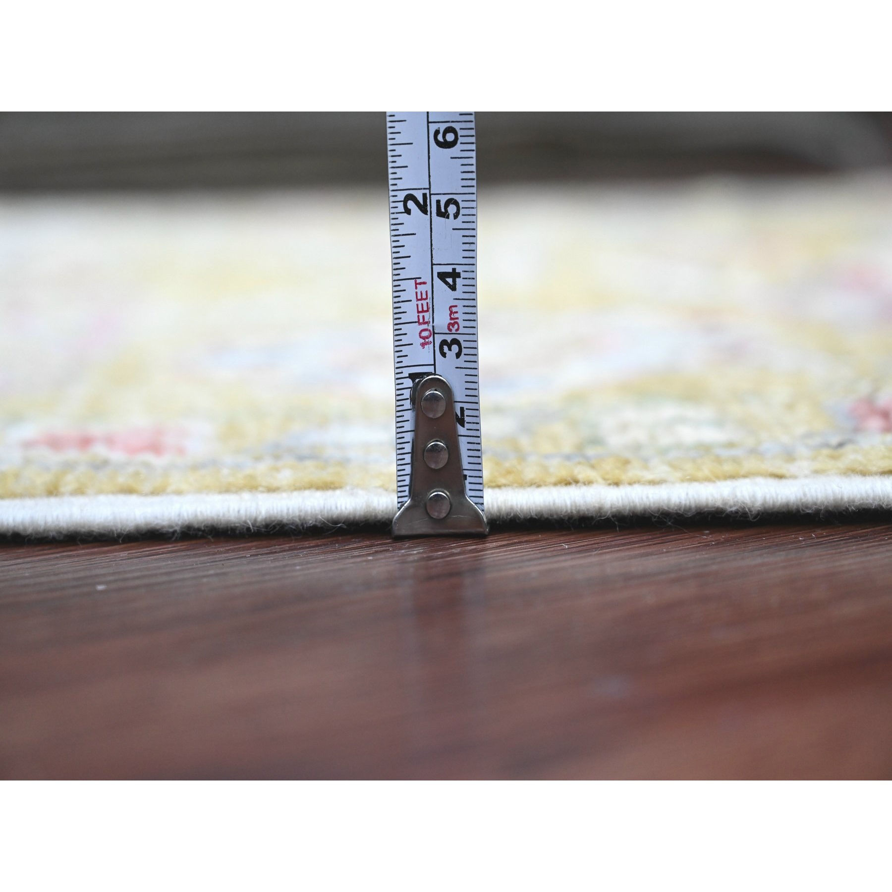 2'x3'2" Golden Brown, Afghan Angora Oushak with Floral Pattern, Hand Knotted, Vegetable Dyes, 100% Wool, Mat, Oriental Rug Sh20316
