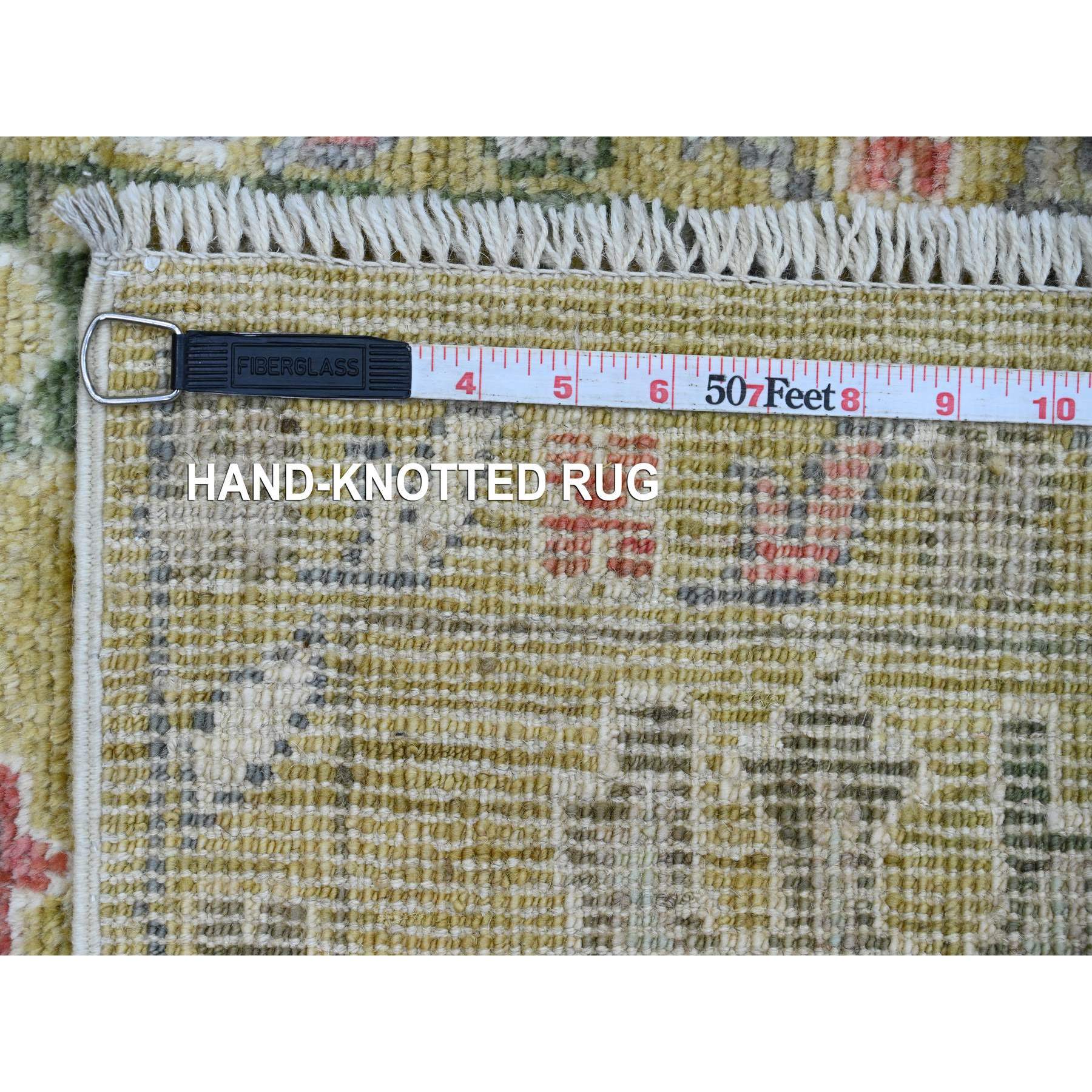 2'x3'2" Golden Brown, Afghan Angora Oushak with Floral Pattern, Hand Knotted, Vegetable Dyes, 100% Wool, Mat, Oriental Rug Sh20316