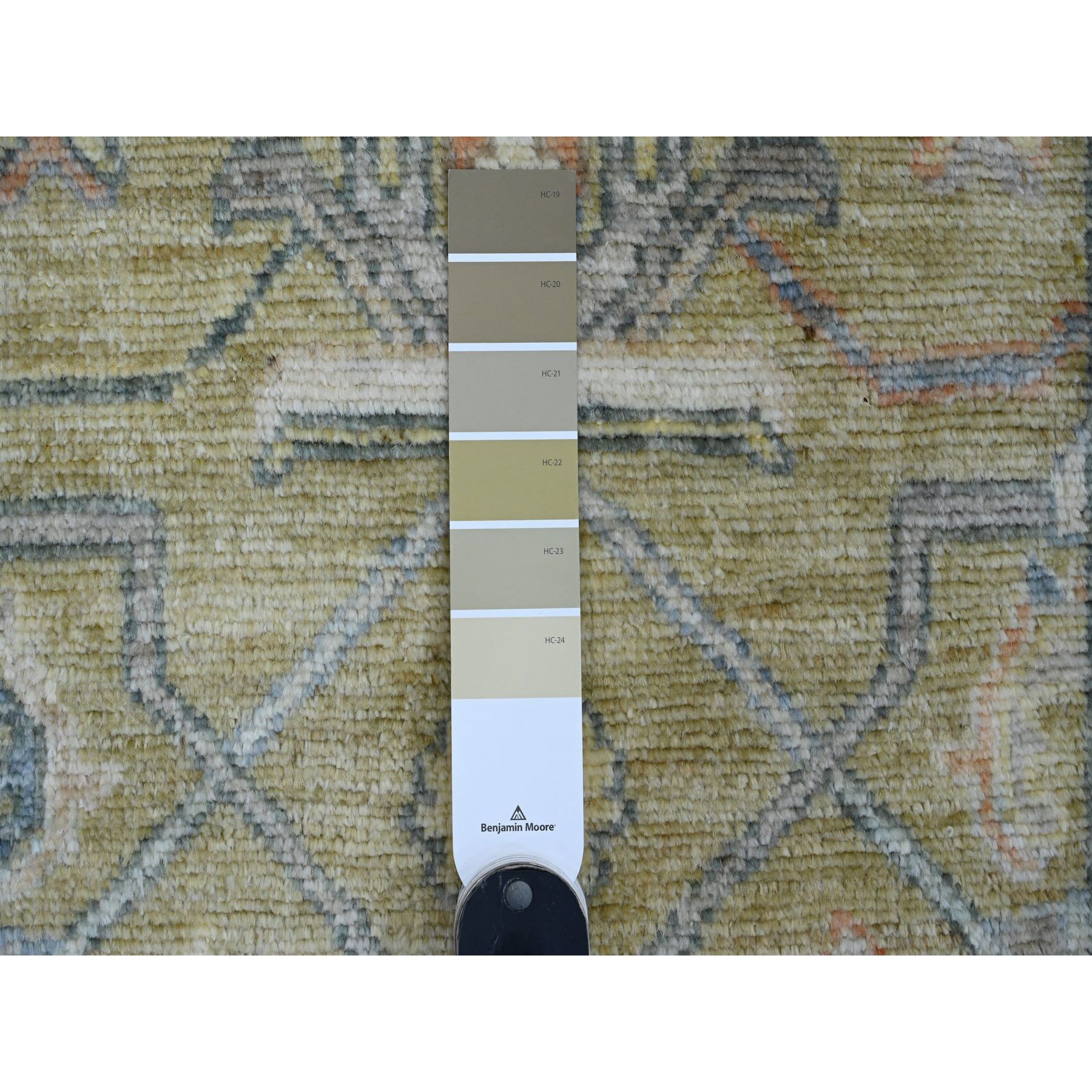 2'x3'1" Amber Green, Hand Knotted, Afghan Angora Oushak with Vines Design, Vegetable Dyes, 100% Wool, Mat, Oriental Rug Sh20320