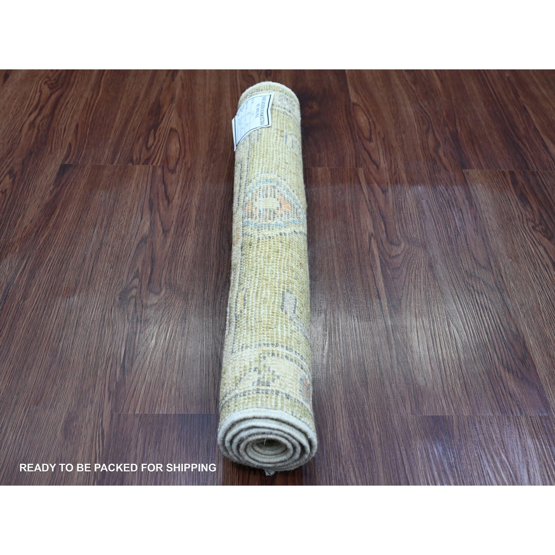 2'x3'1" Amber Green, Hand Knotted, Afghan Angora Oushak with Vines Design, Vegetable Dyes, 100% Wool, Mat, Oriental Rug Sh20320